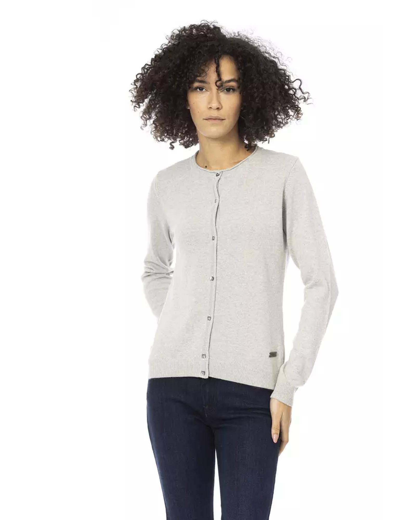Baldinini Monogram Long Sleeve Shirt with Metal Detail XL Women