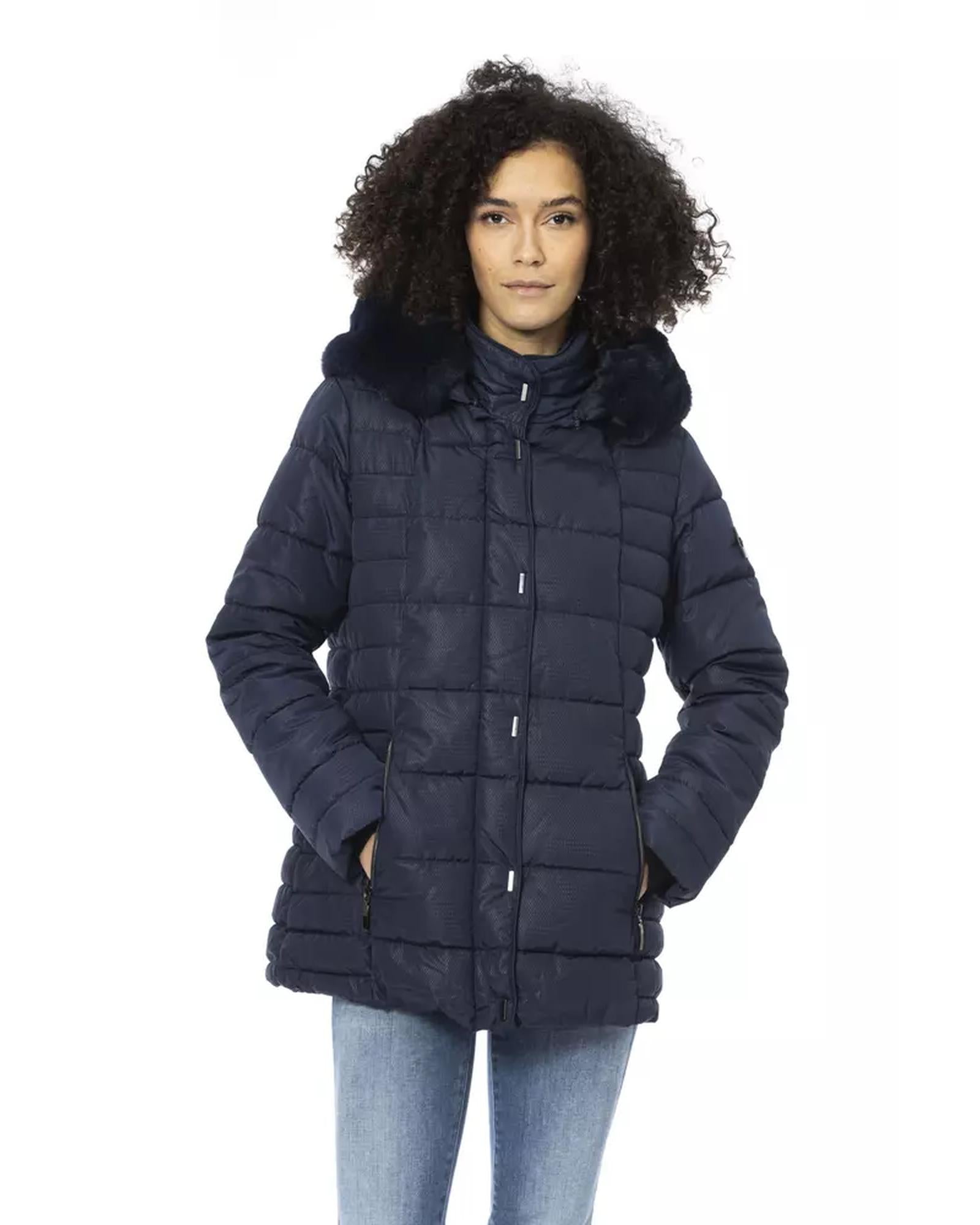 Metal Monogram Long Down Jacket with Adjustable Fur Hood 2XL Women