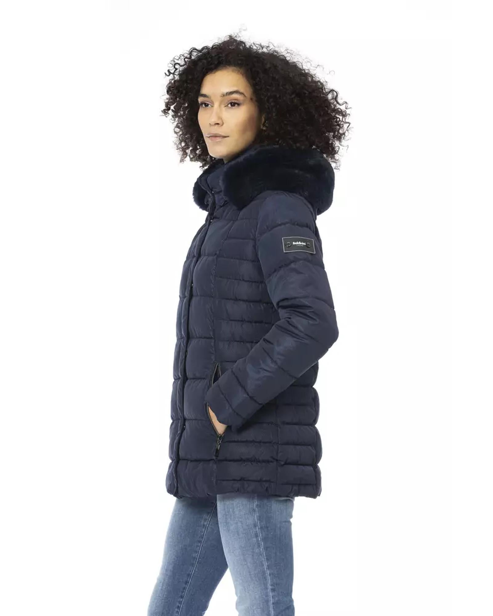 Metal Monogram Long Down Jacket with Adjustable Fur Hood 2XL Women