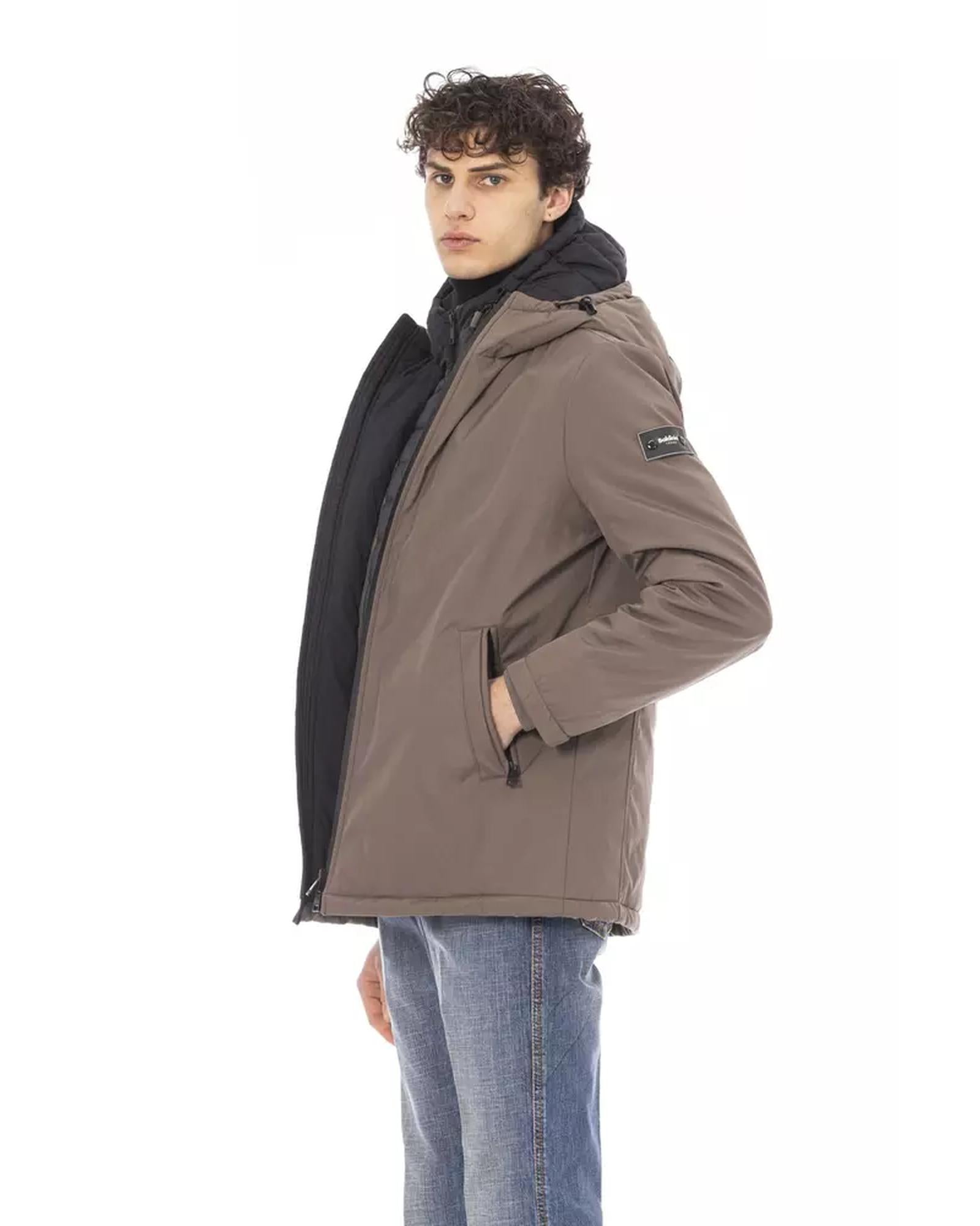 Baldinini Long Jacket with External Welt Pockets and Zipper Closure S Men