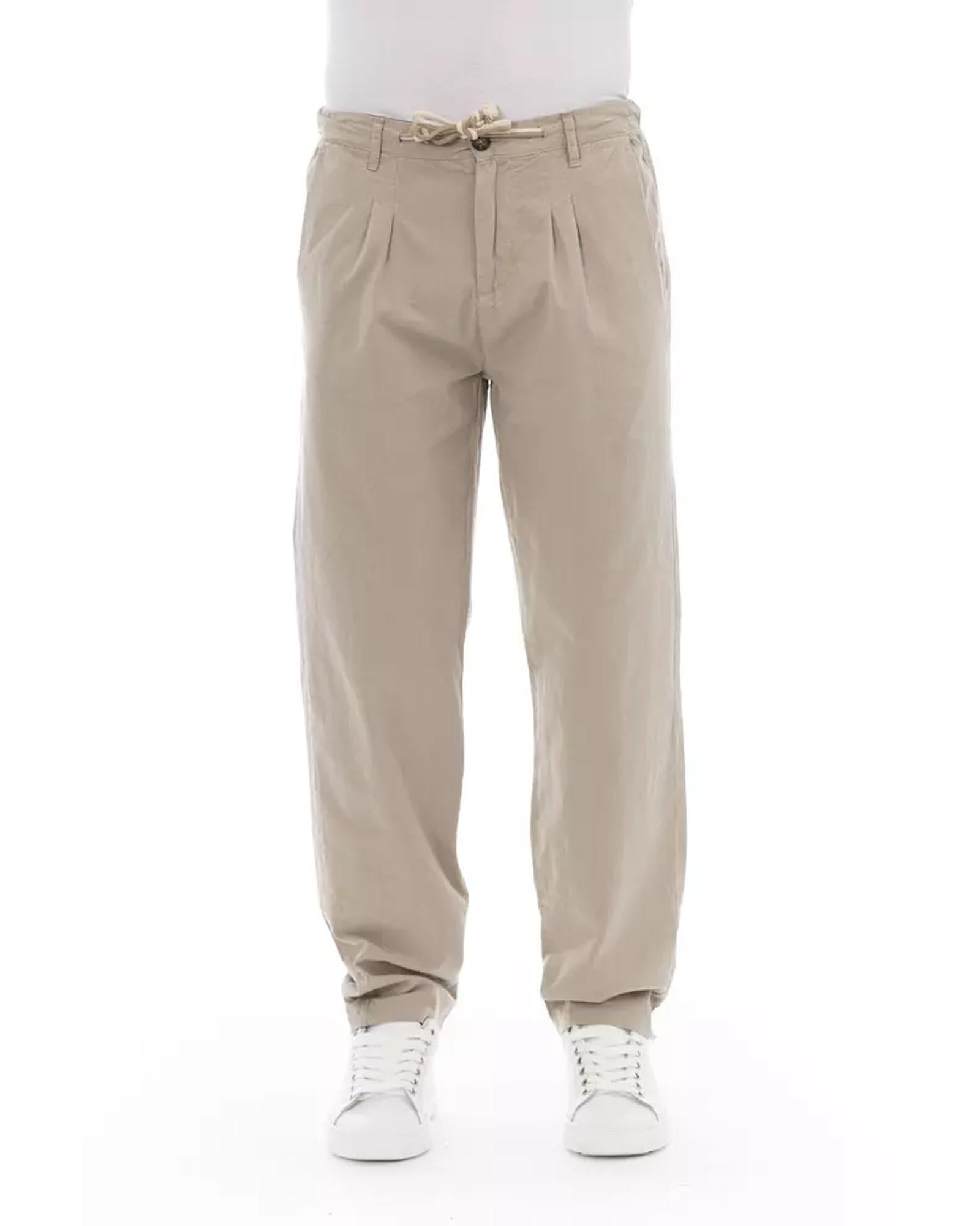 Front Zipper and Button Closure Chino Trousers 44 IT Men