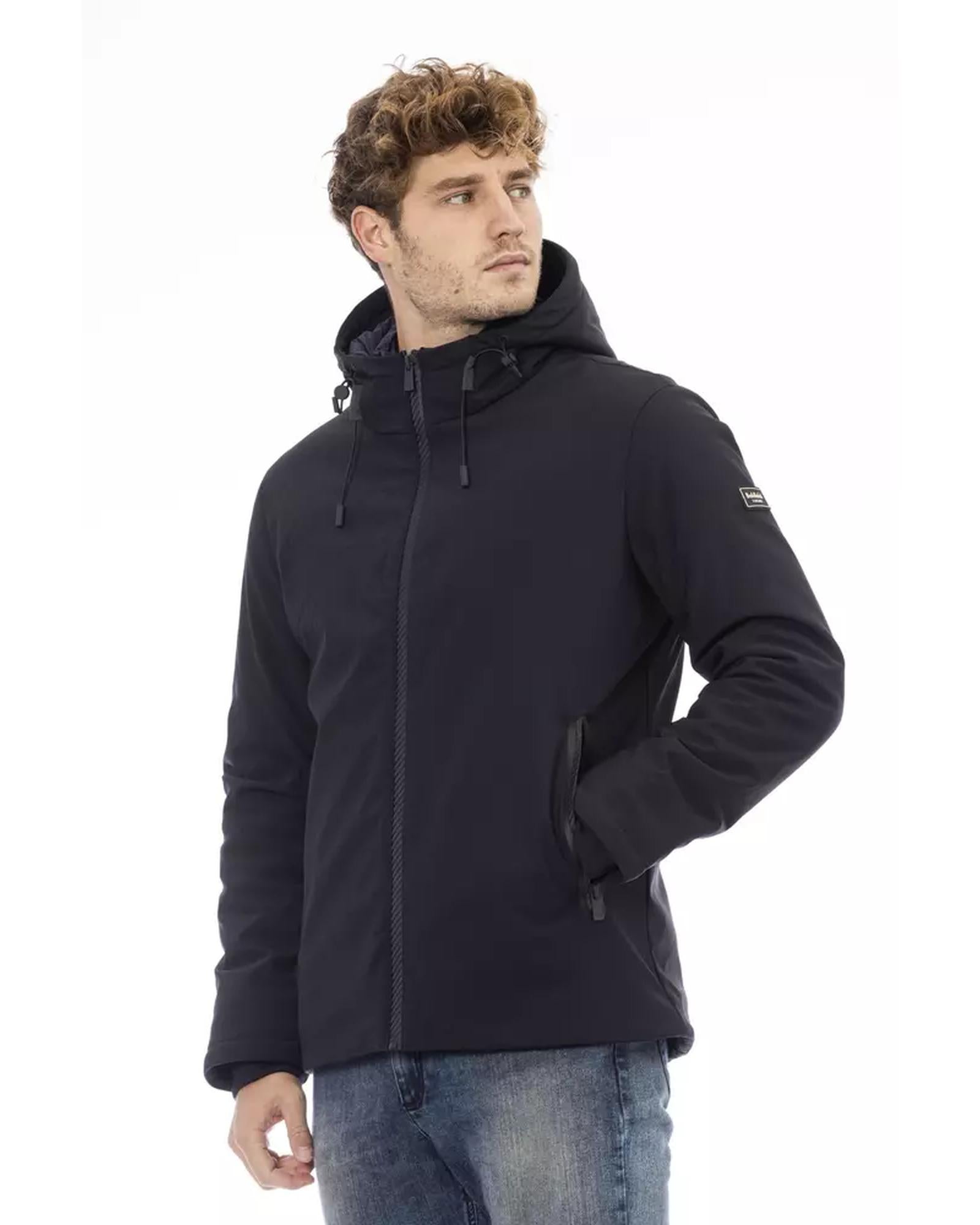 External Threaded Pocket Jacket with Logo Zipper Closure M Men