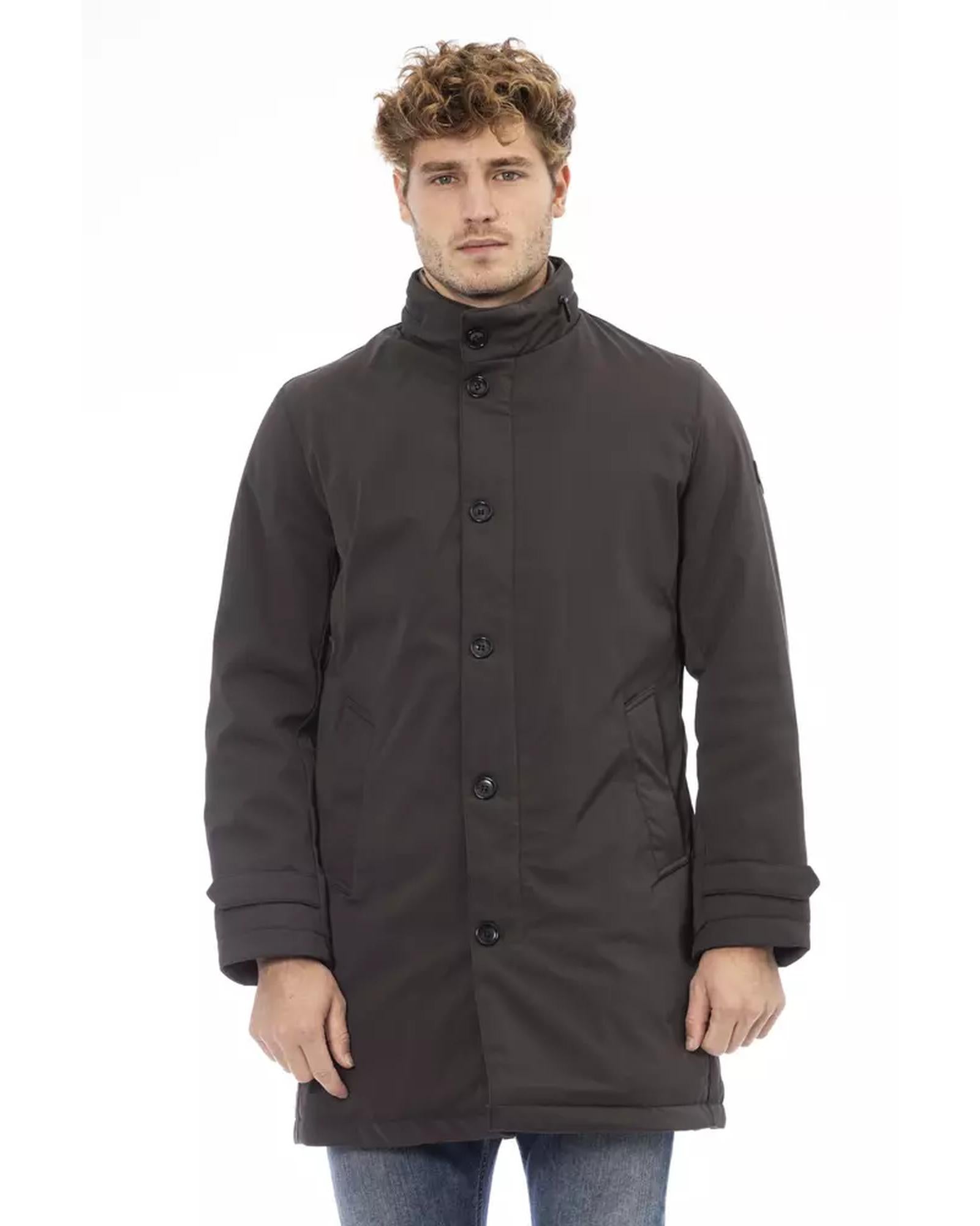 Stylish Long Jacket with Welt Pockets and Zip/Button Closure 3XL Men