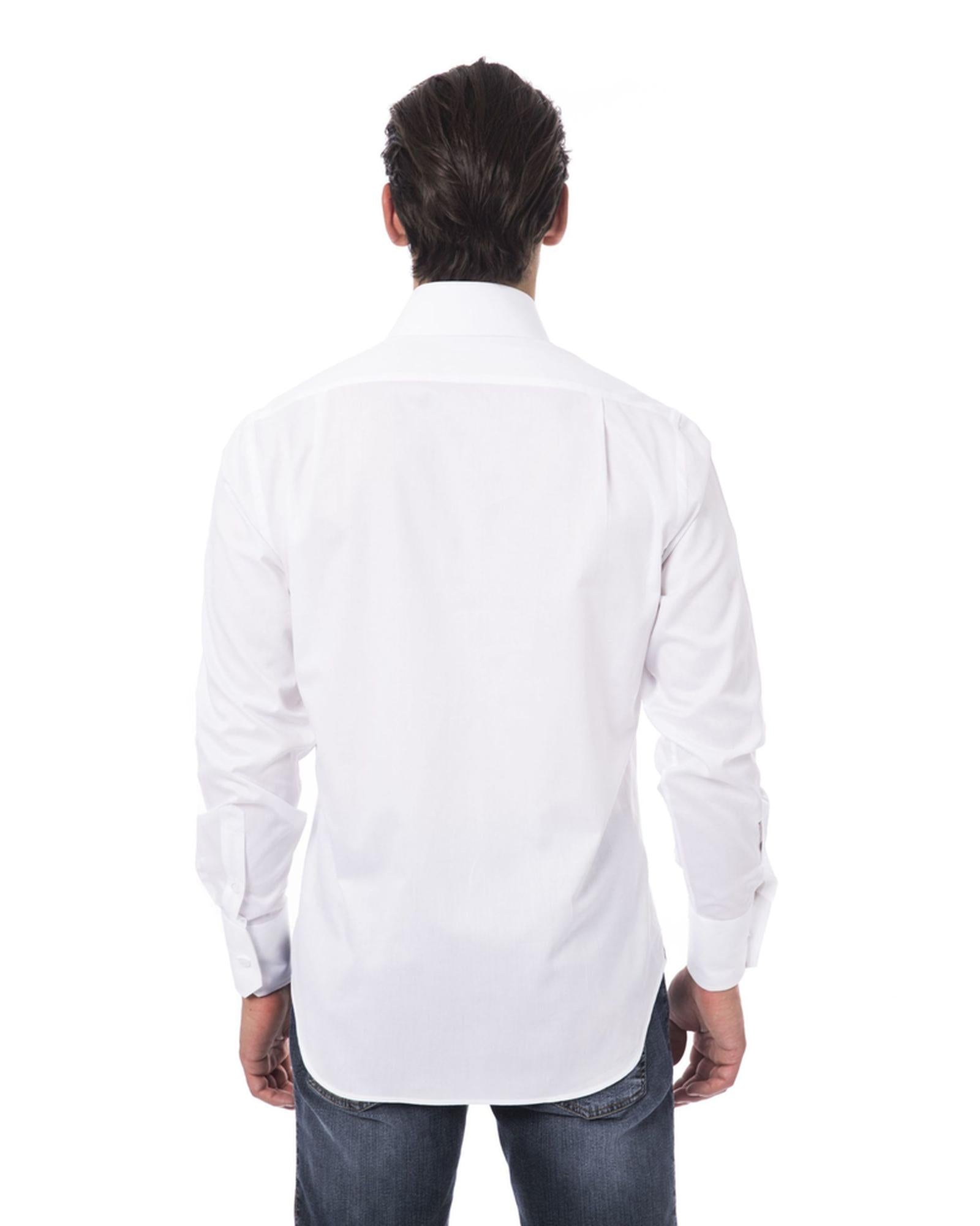 Embroidered Monogram "B" Shirt with Small Leaf Collar 40 IT Men