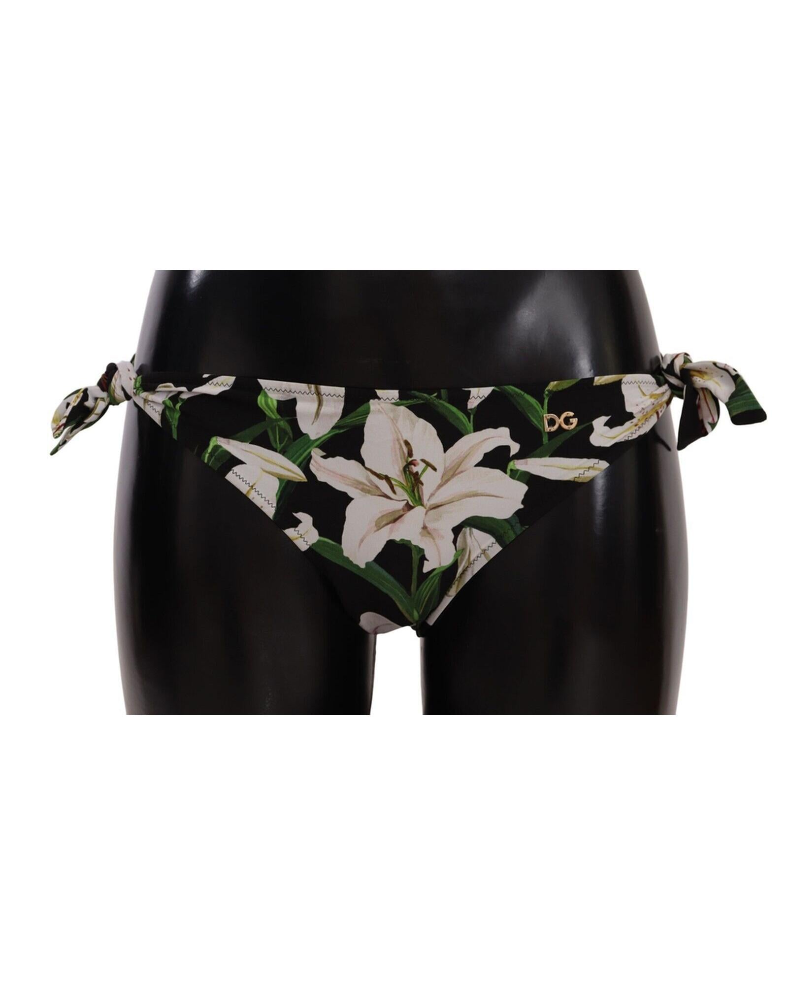 Lilies Print Drawstring Bikini Bottom by Dolce &amp; Gabbana XL Women