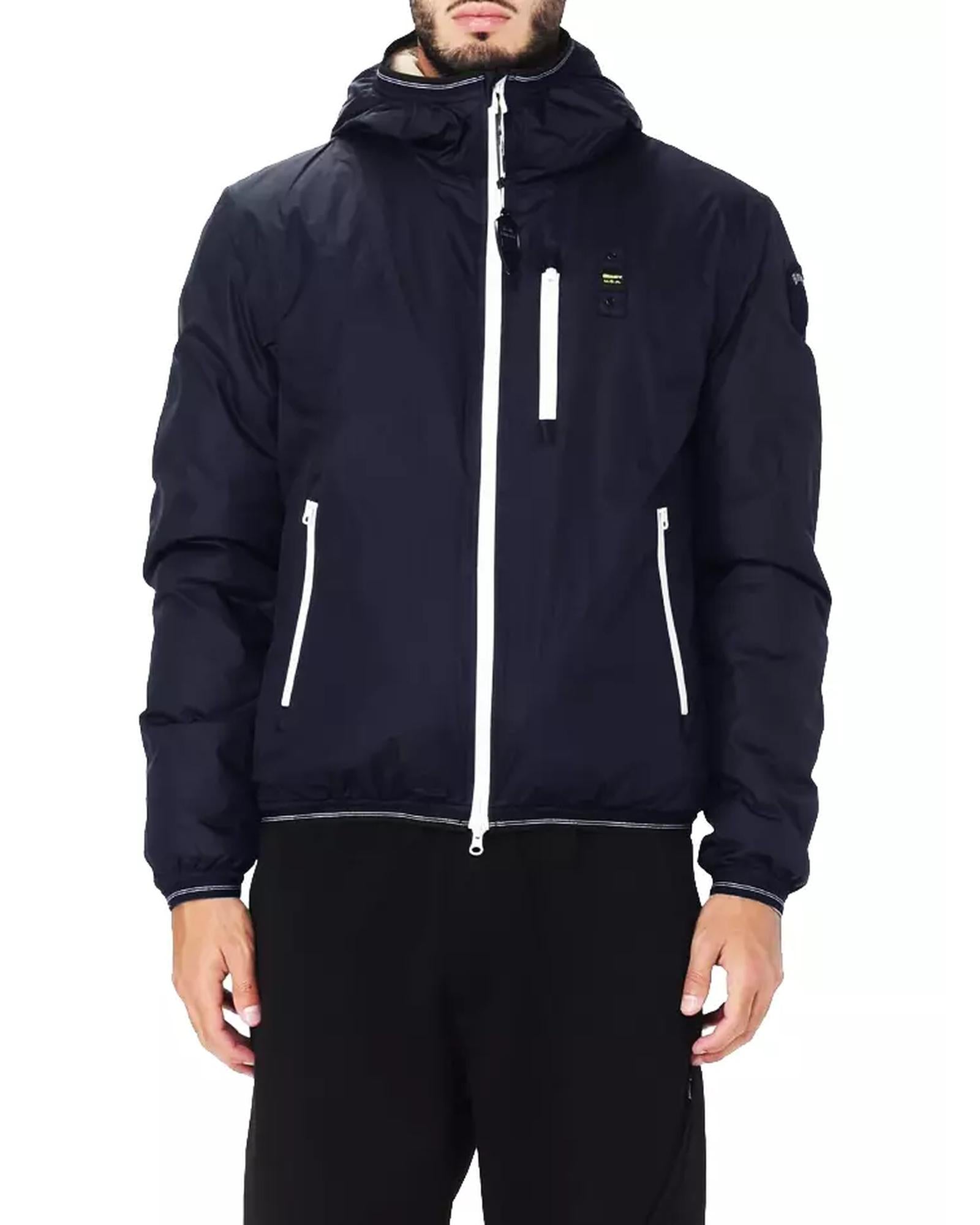 Nylon jacket with eco-fur interior and contrasting zip closure L Men