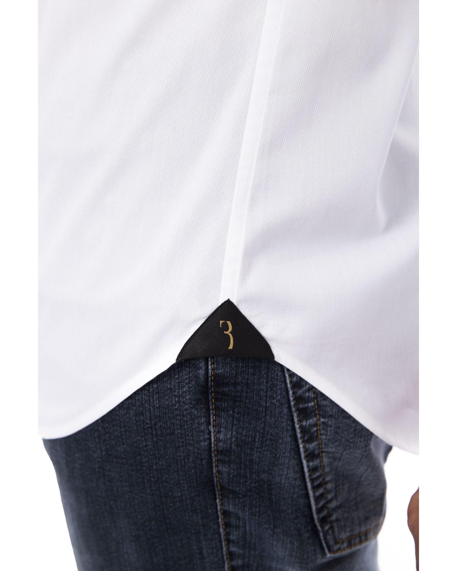 Embroidered Monogram "B" Shirt with Small Leaf Collar 46 IT Men