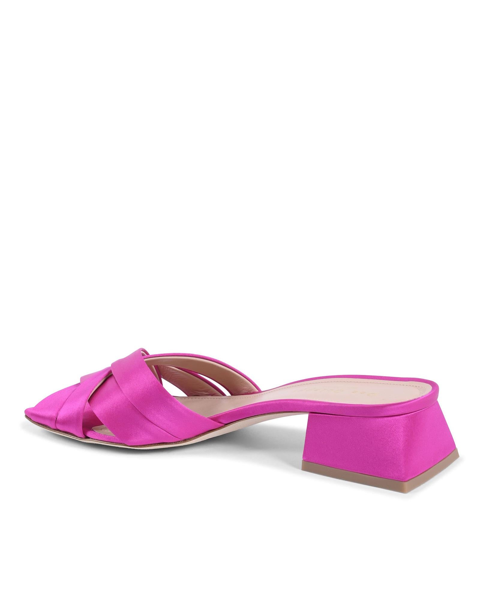 Satin Crossing Strap Block Heel Sandals - 38 EU