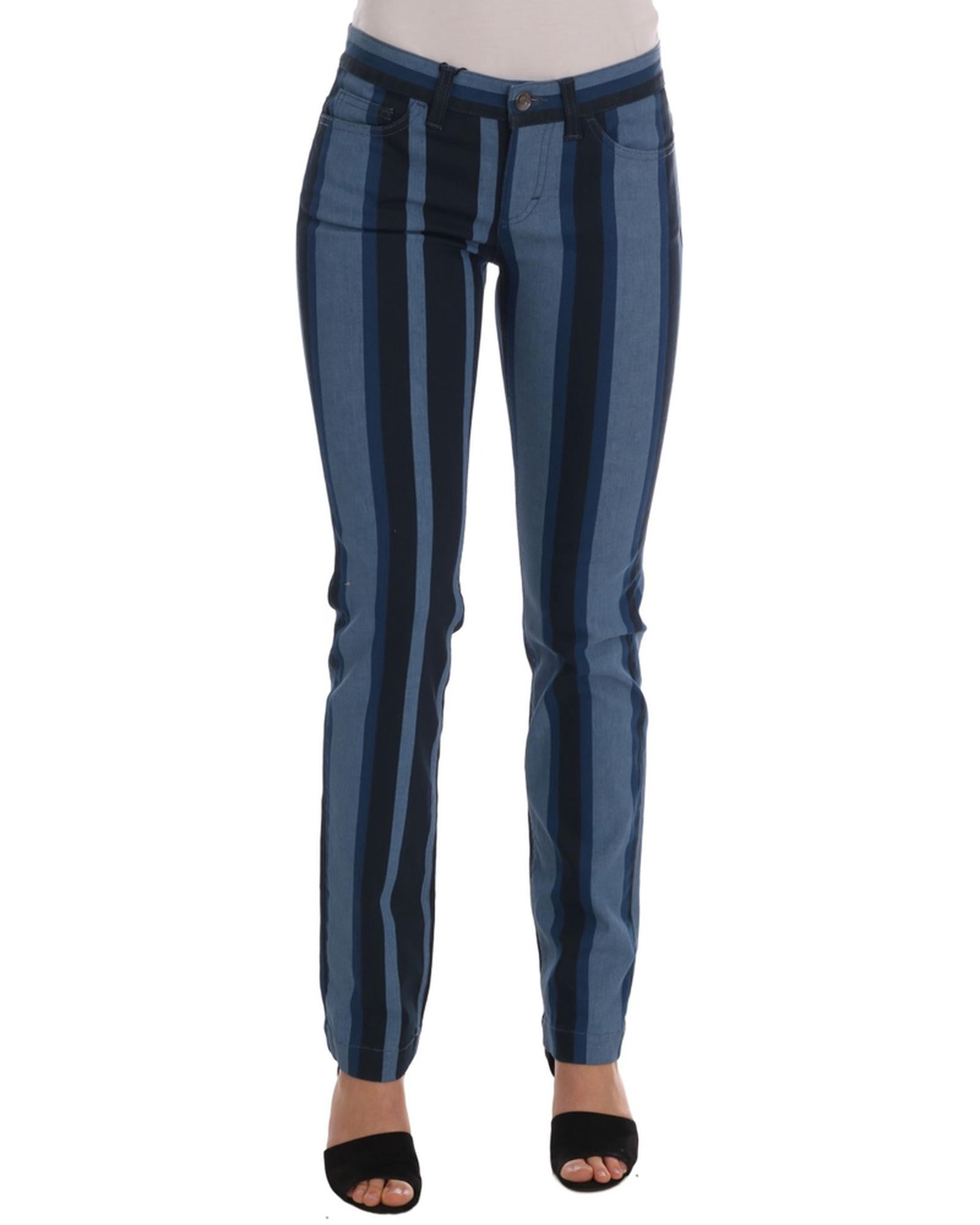 Blue Striped Cotton Stretch Denim Jeans - Dolce & Gabbana 36 IT Women