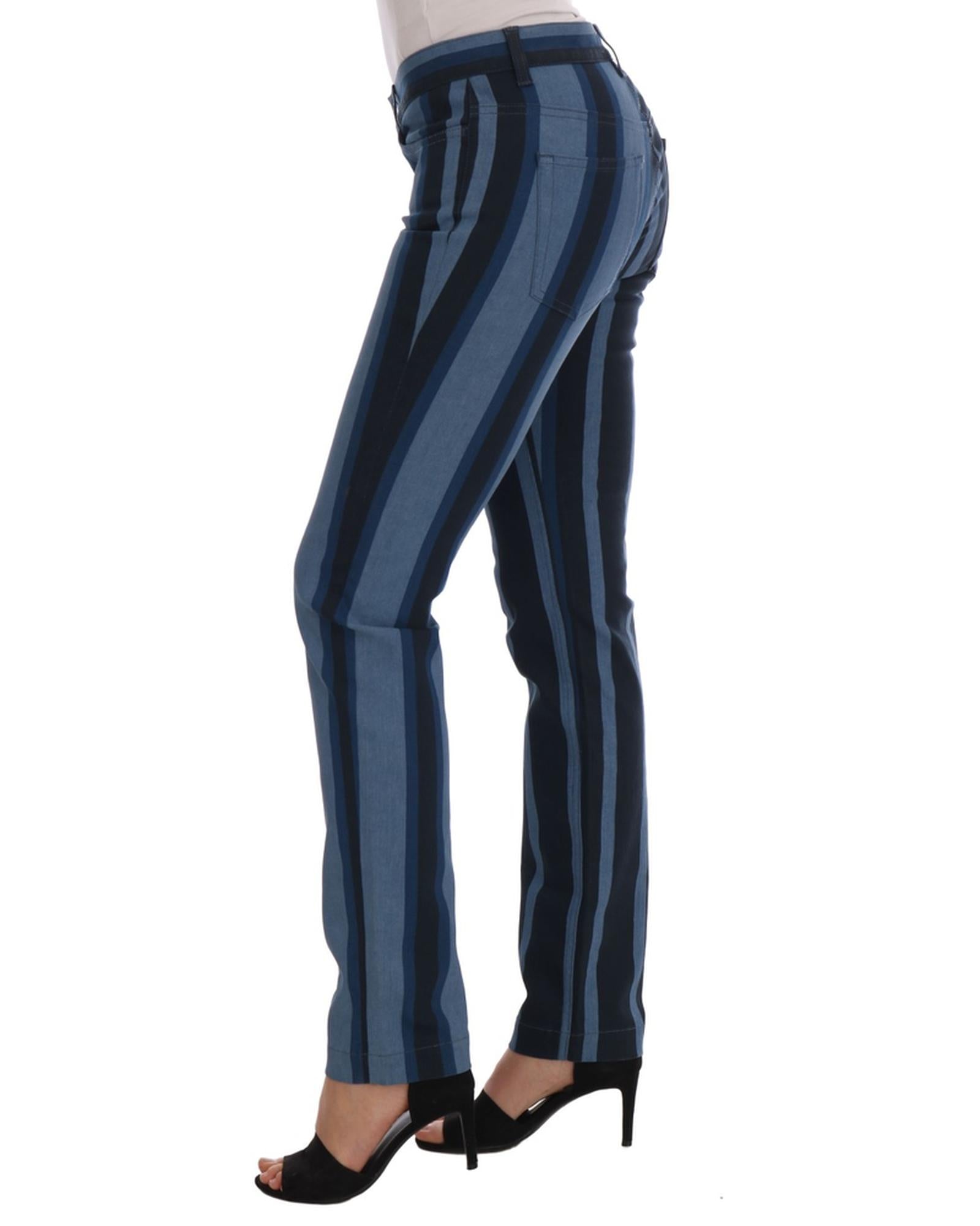 Blue Striped Cotton Stretch Denim Jeans - Dolce & Gabbana 36 IT Women