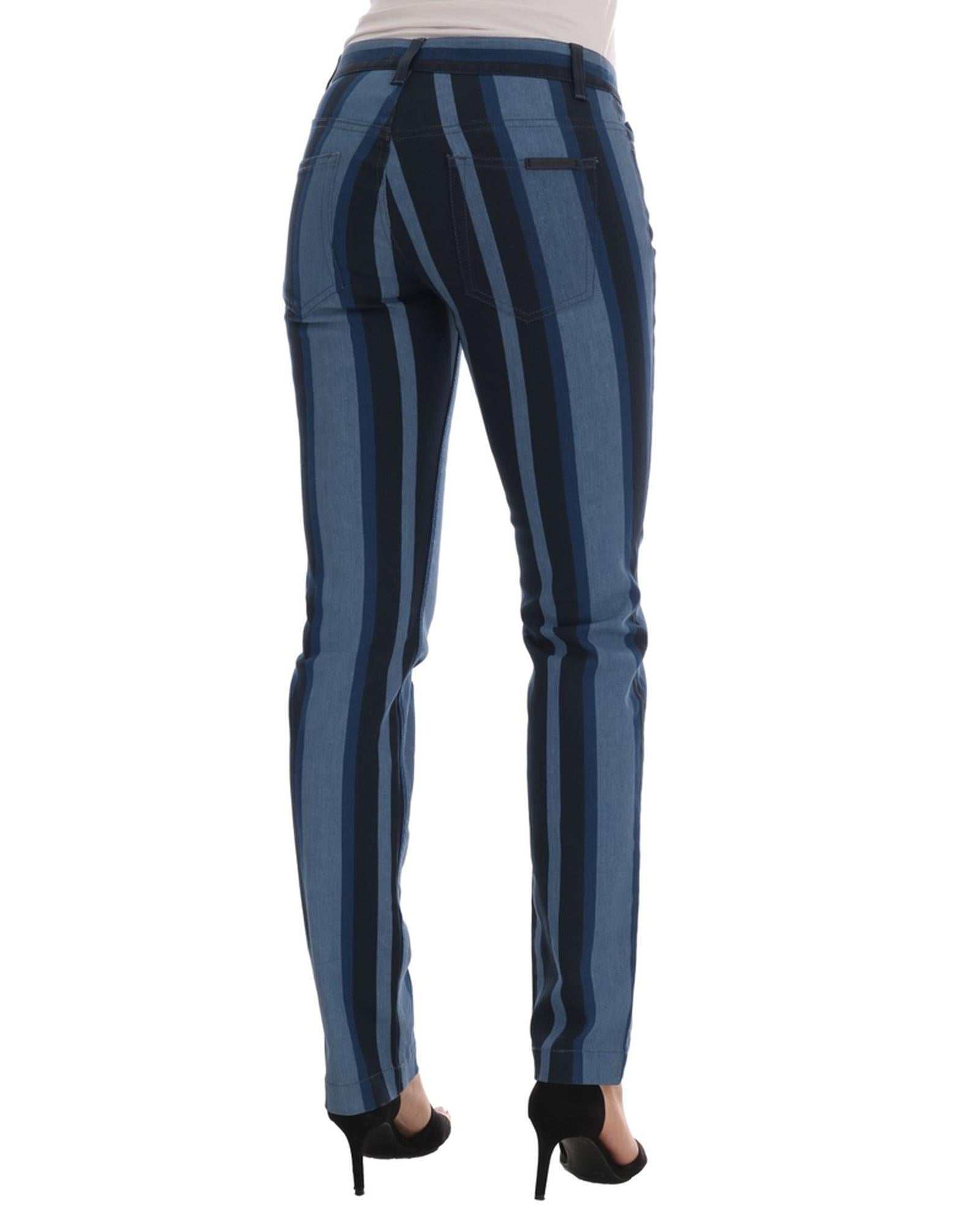 Blue Striped Cotton Stretch Denim Jeans - Dolce & Gabbana 36 IT Women
