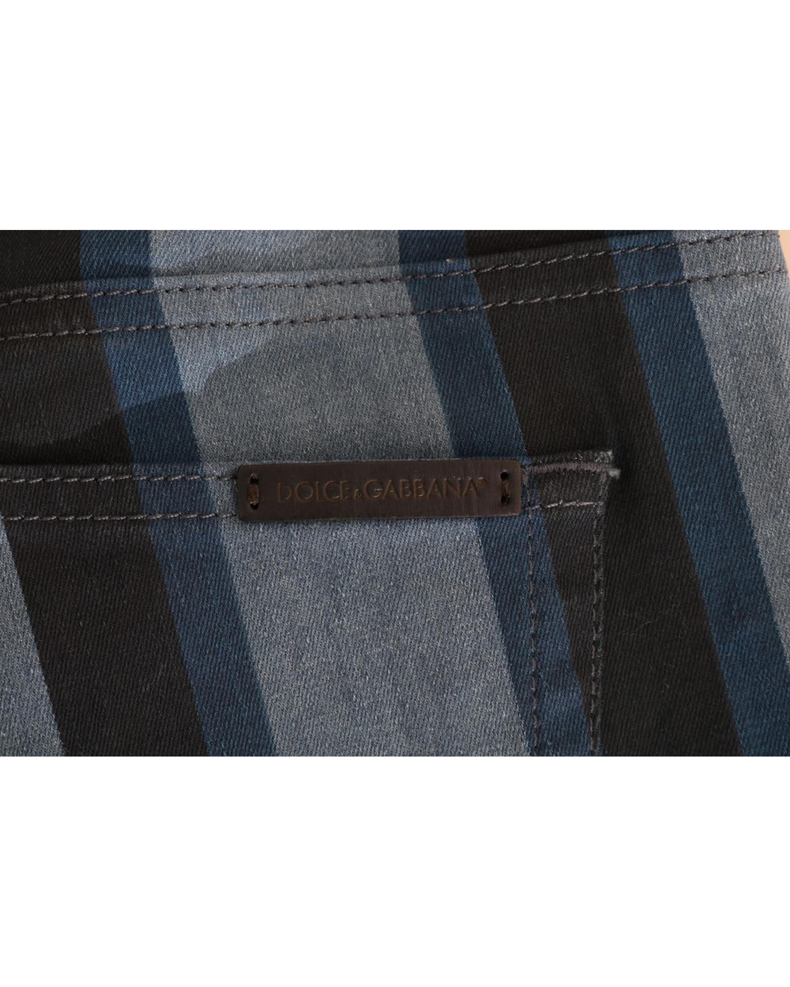 Blue Striped Cotton Stretch Denim Jeans - Dolce & Gabbana 36 IT Women