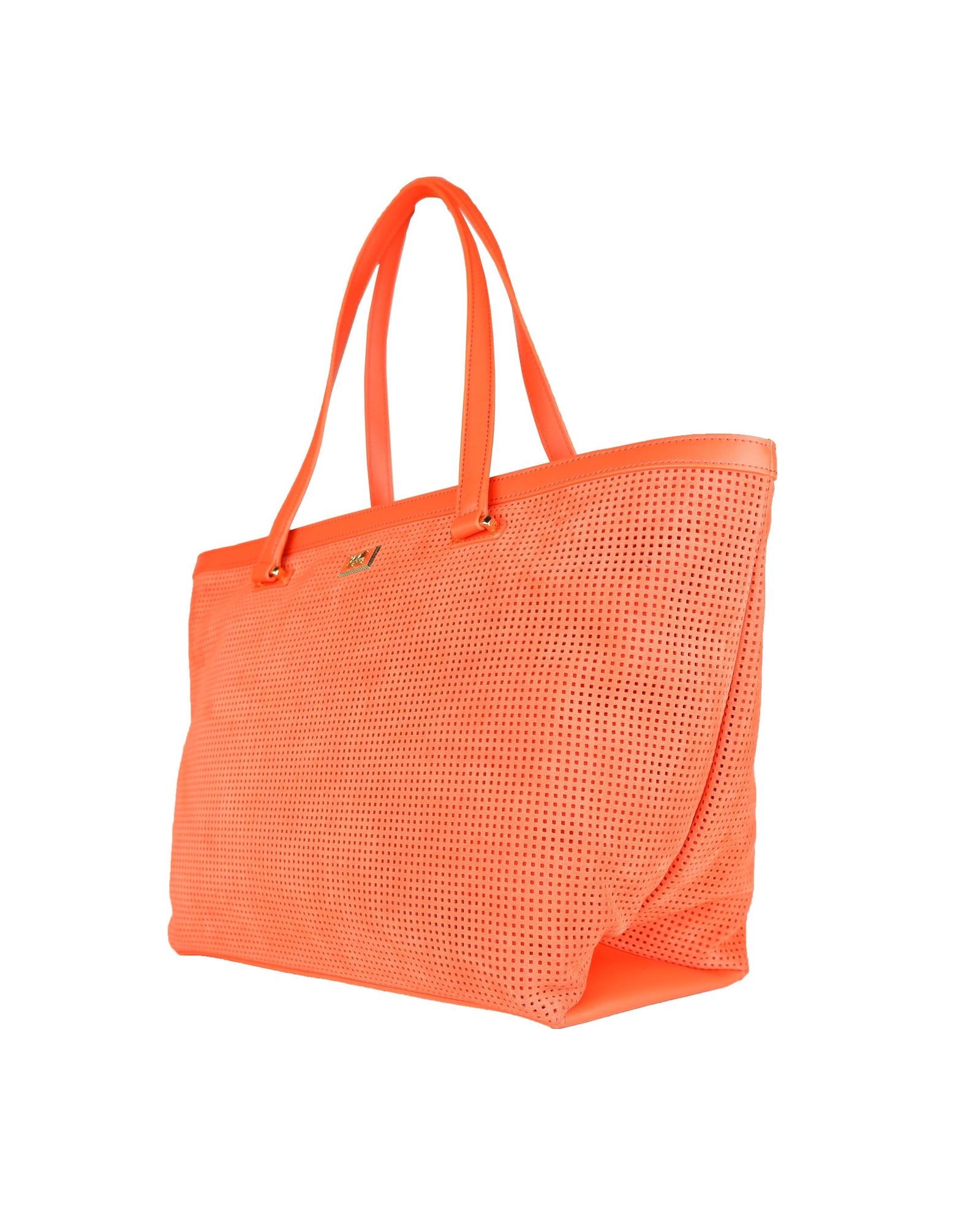 Perforated Squares Texture Handbag with Unique Zipped Compartment One Size Women