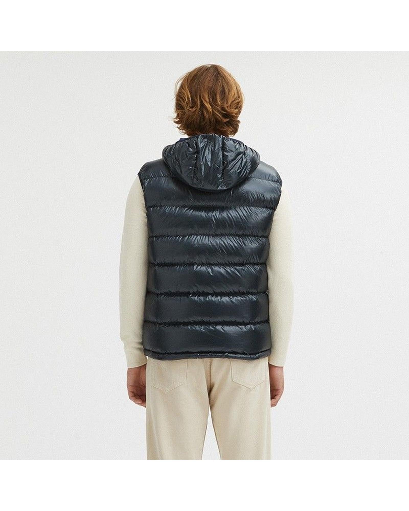 Reversible Hooded Vest with Zip Closure and Duck Feather Padding S Men