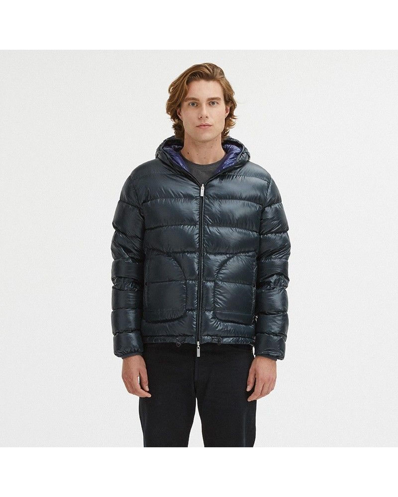 Reversible Hooded Jacket with Zip Closure and Duck Feather Padding M Men