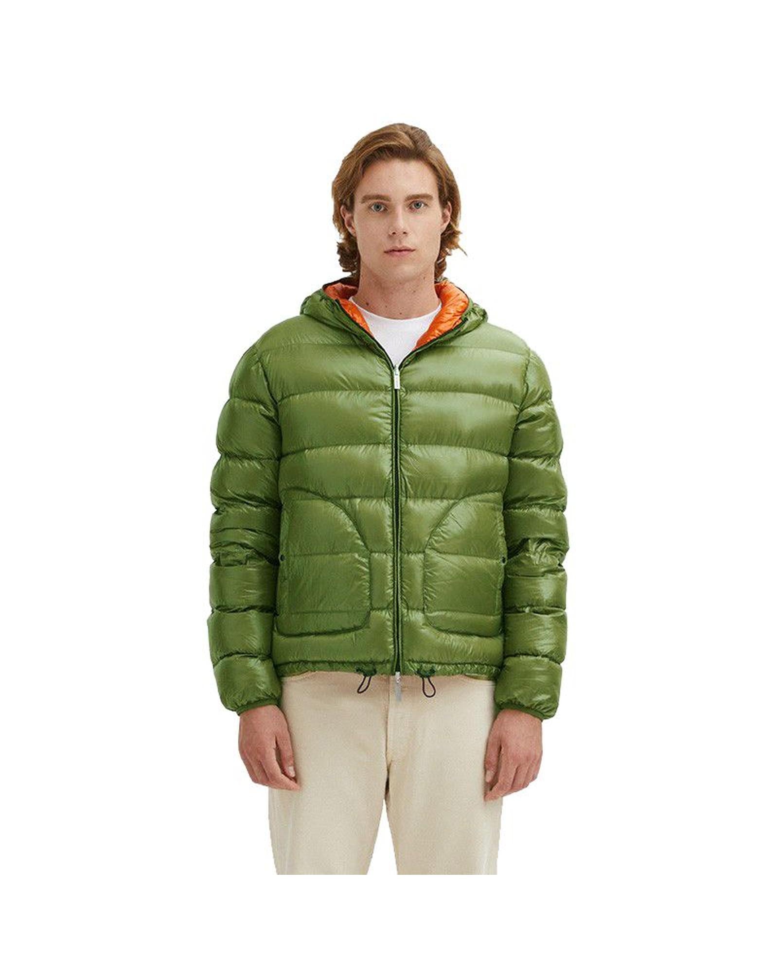 Reversible Hooded Down Jacket with Zip Closure L Men