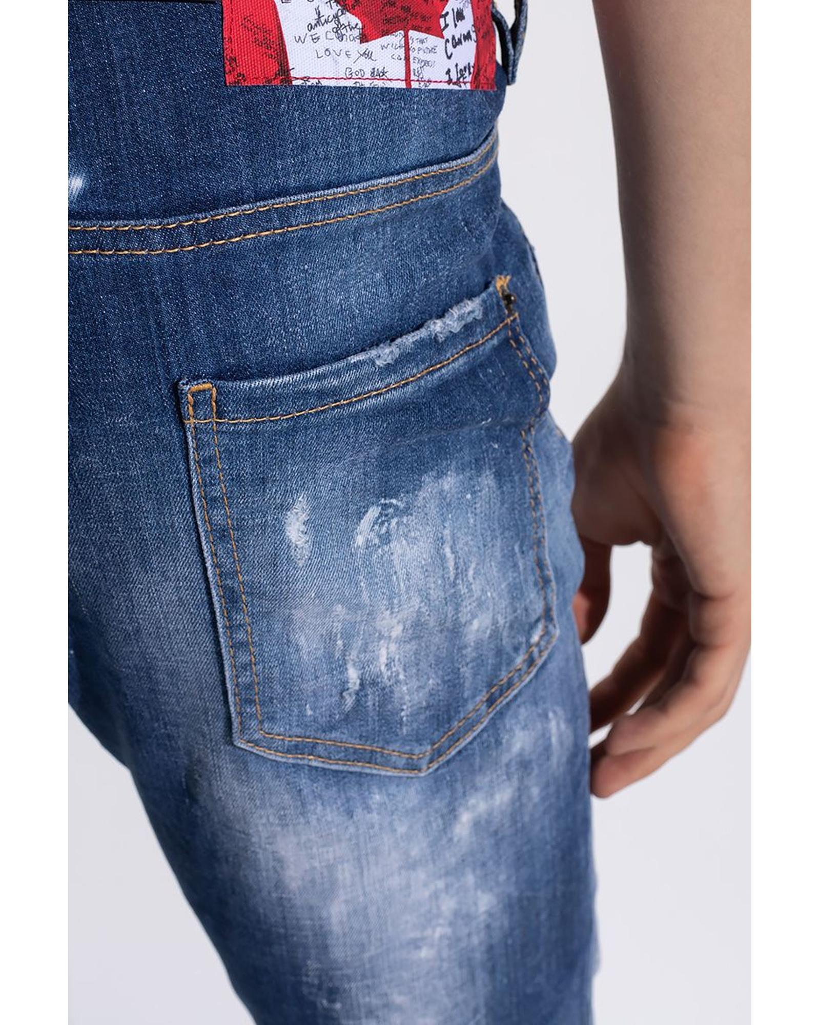 Skater" Distressed Jeans with Paint Splatter Effect and Patch 48 IT Men