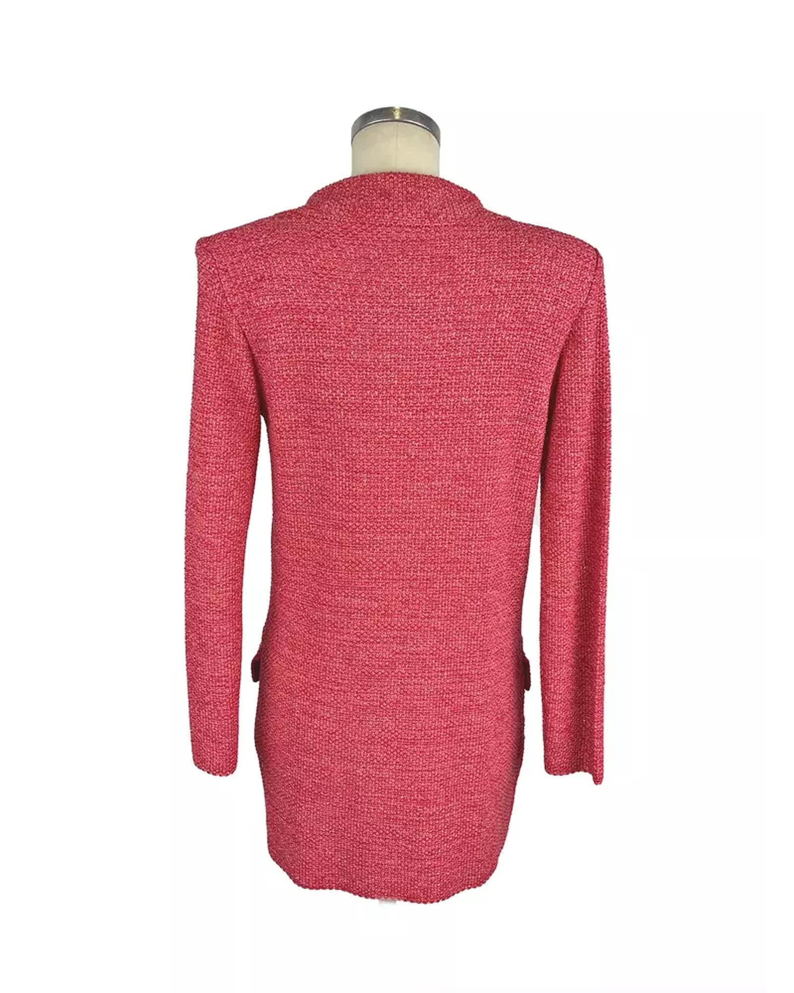 Soft Long Jacket with Deep V Neckline and Metallic Button Details 40 IT Women