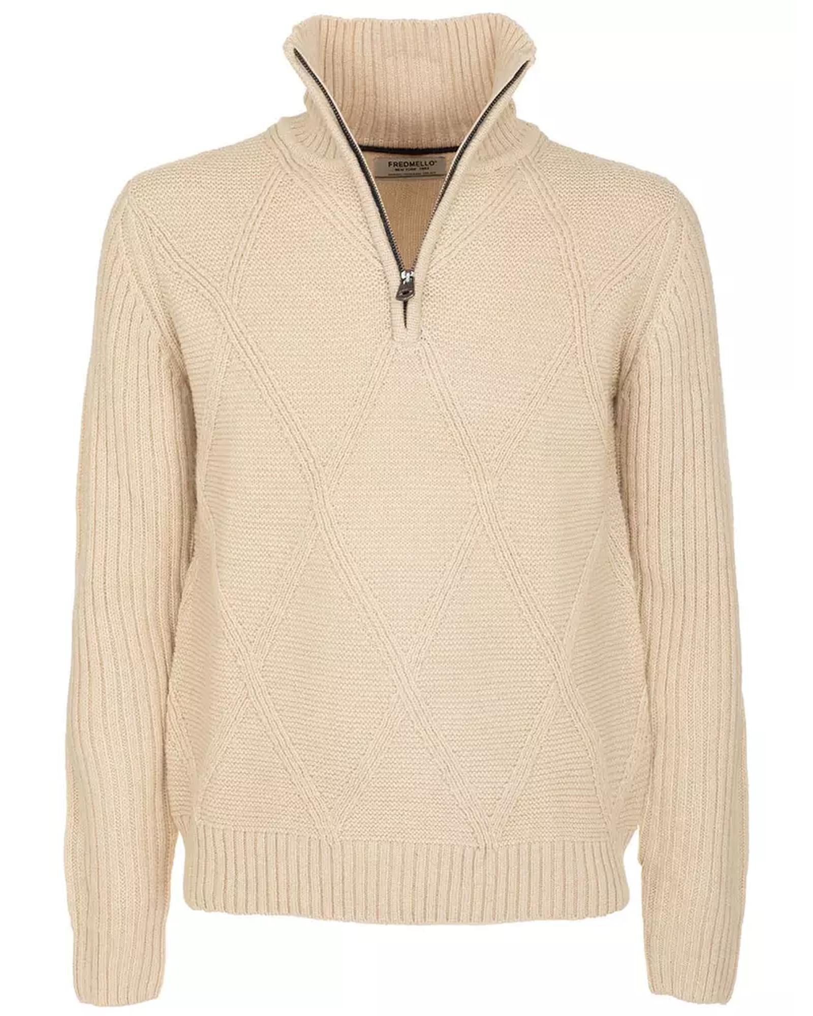 Acrylic Blend Sweater with Diamond Embroidery and Zip Closure 2XL Men