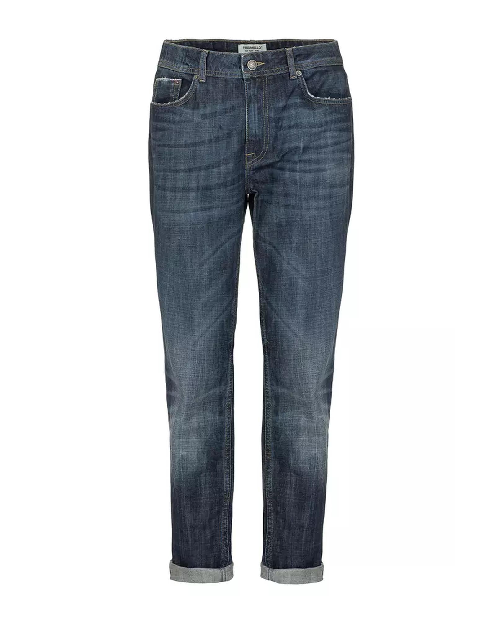 Five-Pocket Cotton Jeans with Zipper and Button Closure W30 US Men
