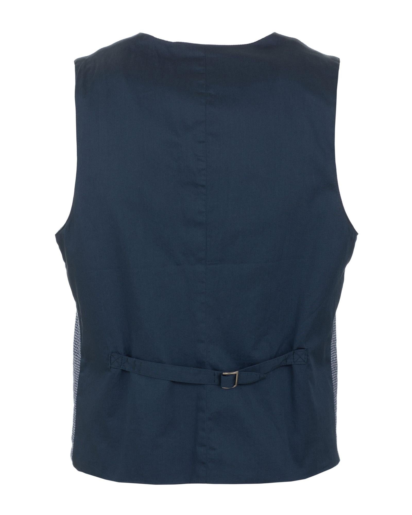 Abstract Motif Stitched Cotton Vest with Button Closure L Men