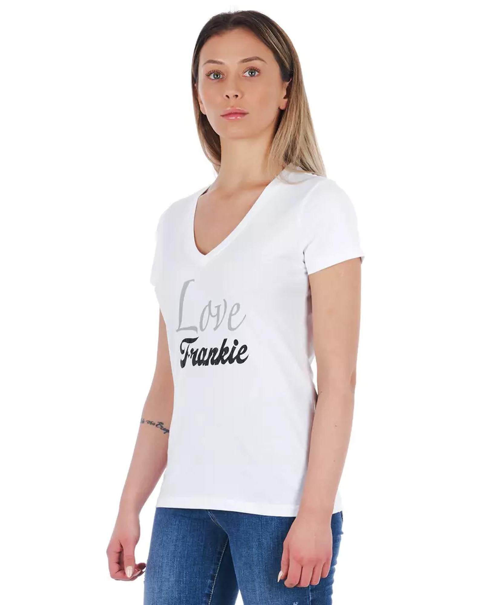 V-neck T-shirt with Front Print S Women