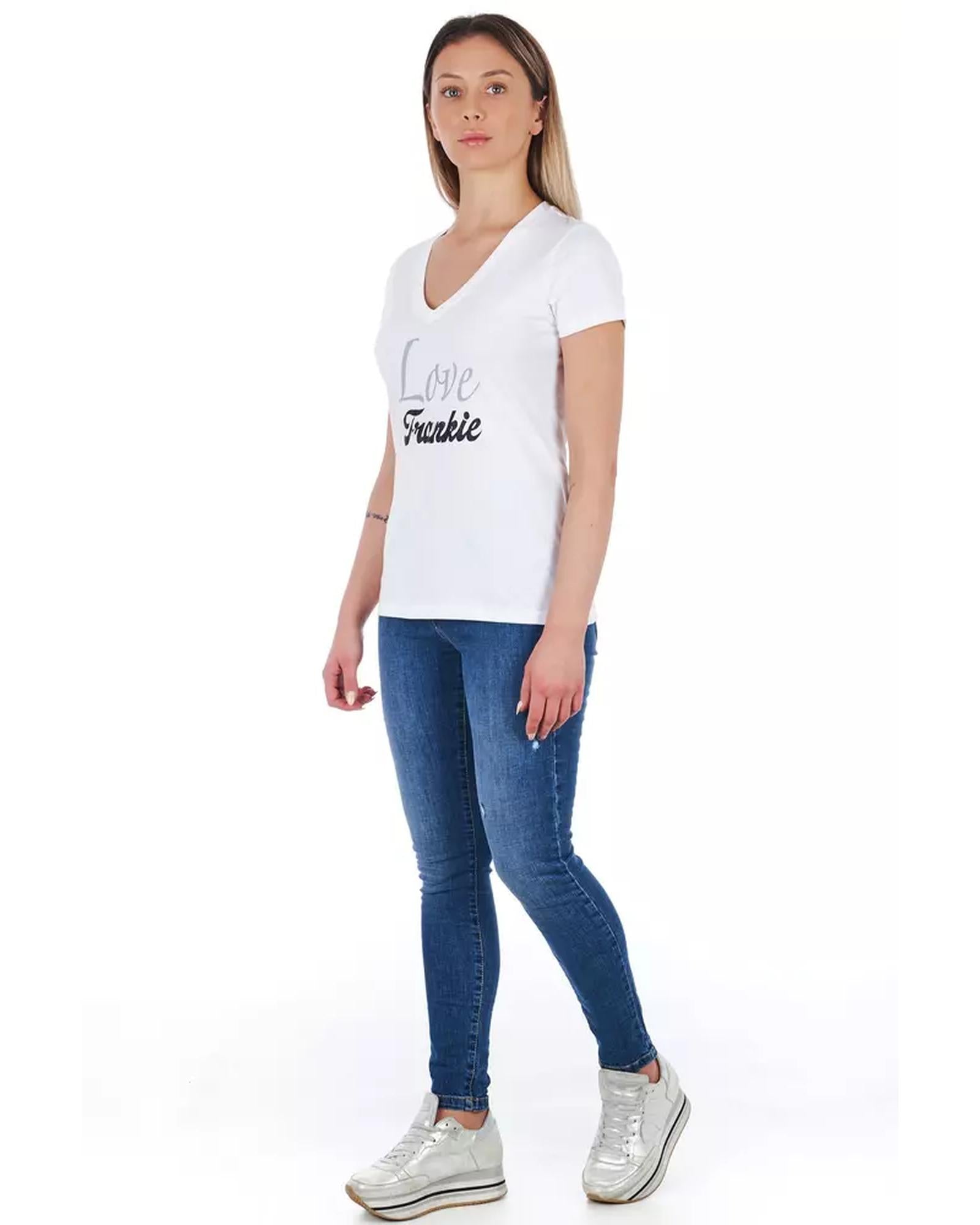 V-neck T-shirt with Front Print S Women