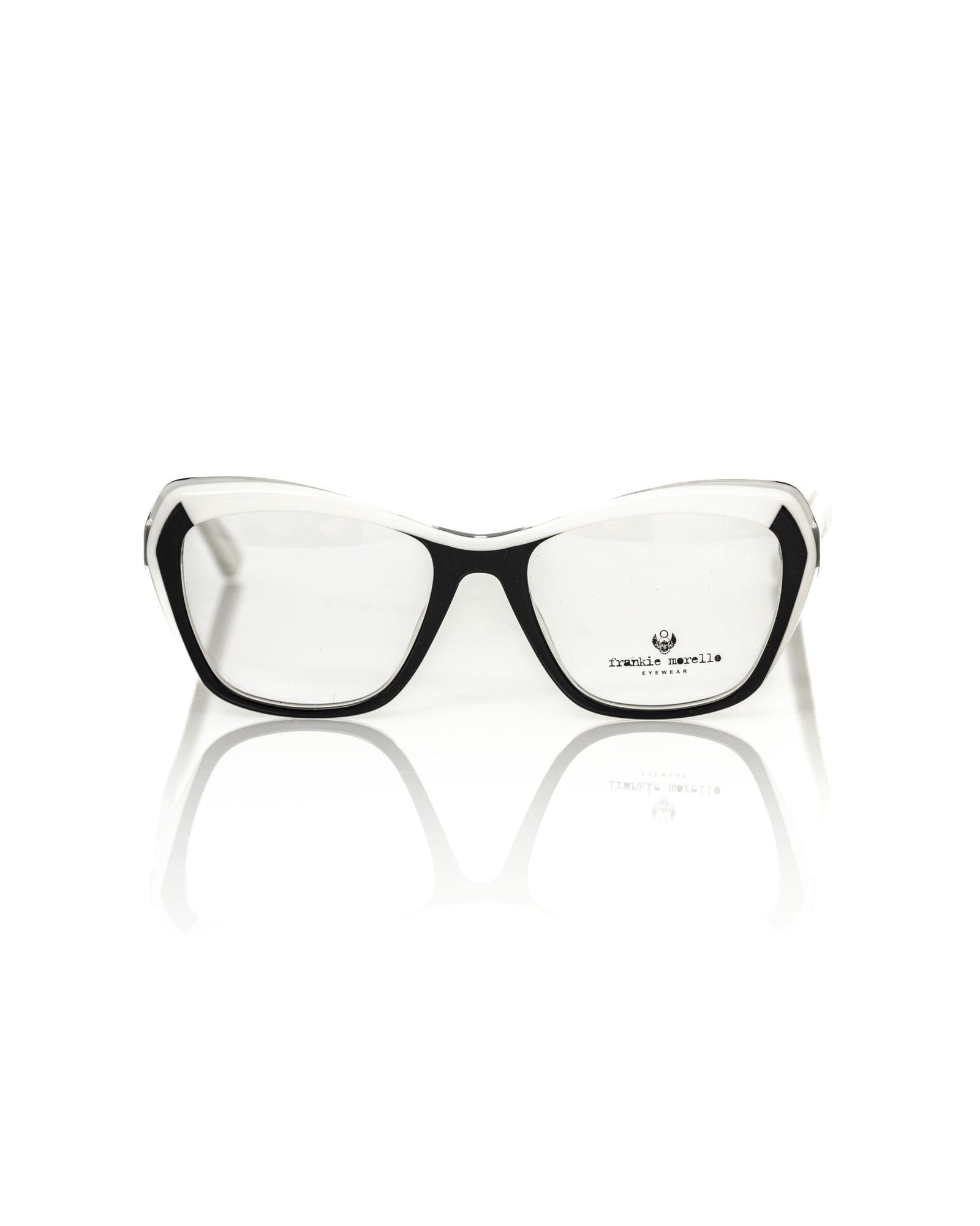 Cat Eye Eyeglasses with Black Frame and White/Transparent Profile & Temples One Size Women