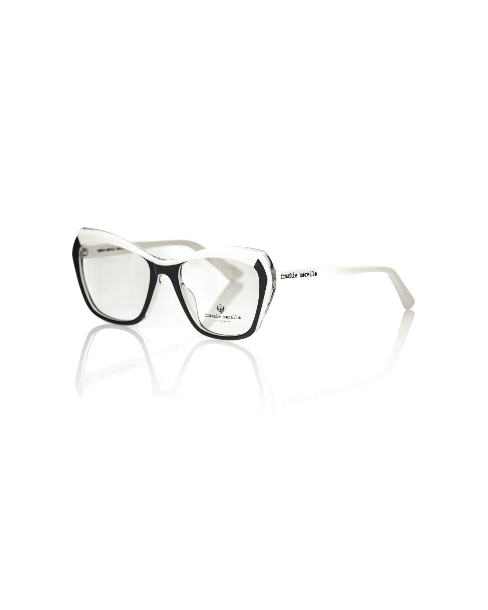 Cat Eye Eyeglasses with Black Frame and White/Transparent Profile & Temples One Size Women