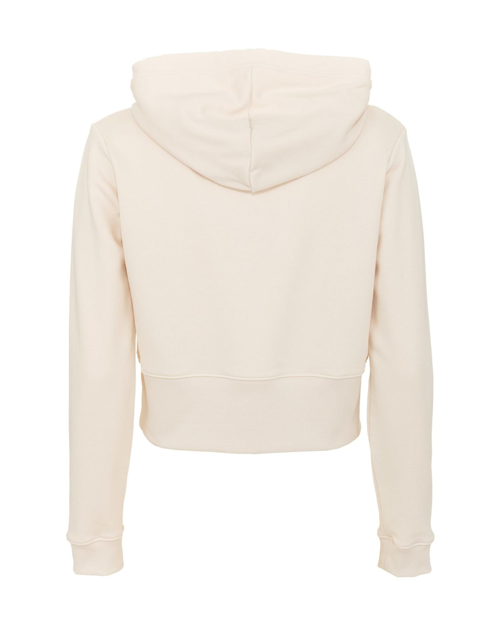 Beige Hoodie with Rhinestone Logo S Women