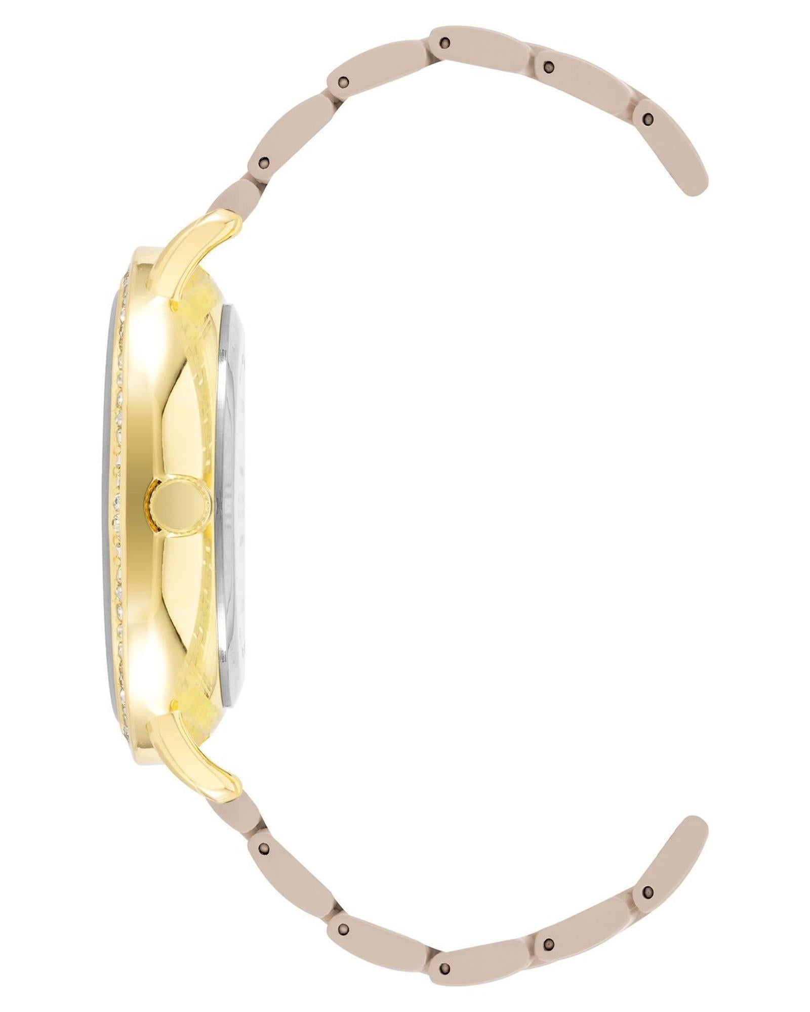 Golden Fashion Analog Watch with Rhinestone Facing One Size Women