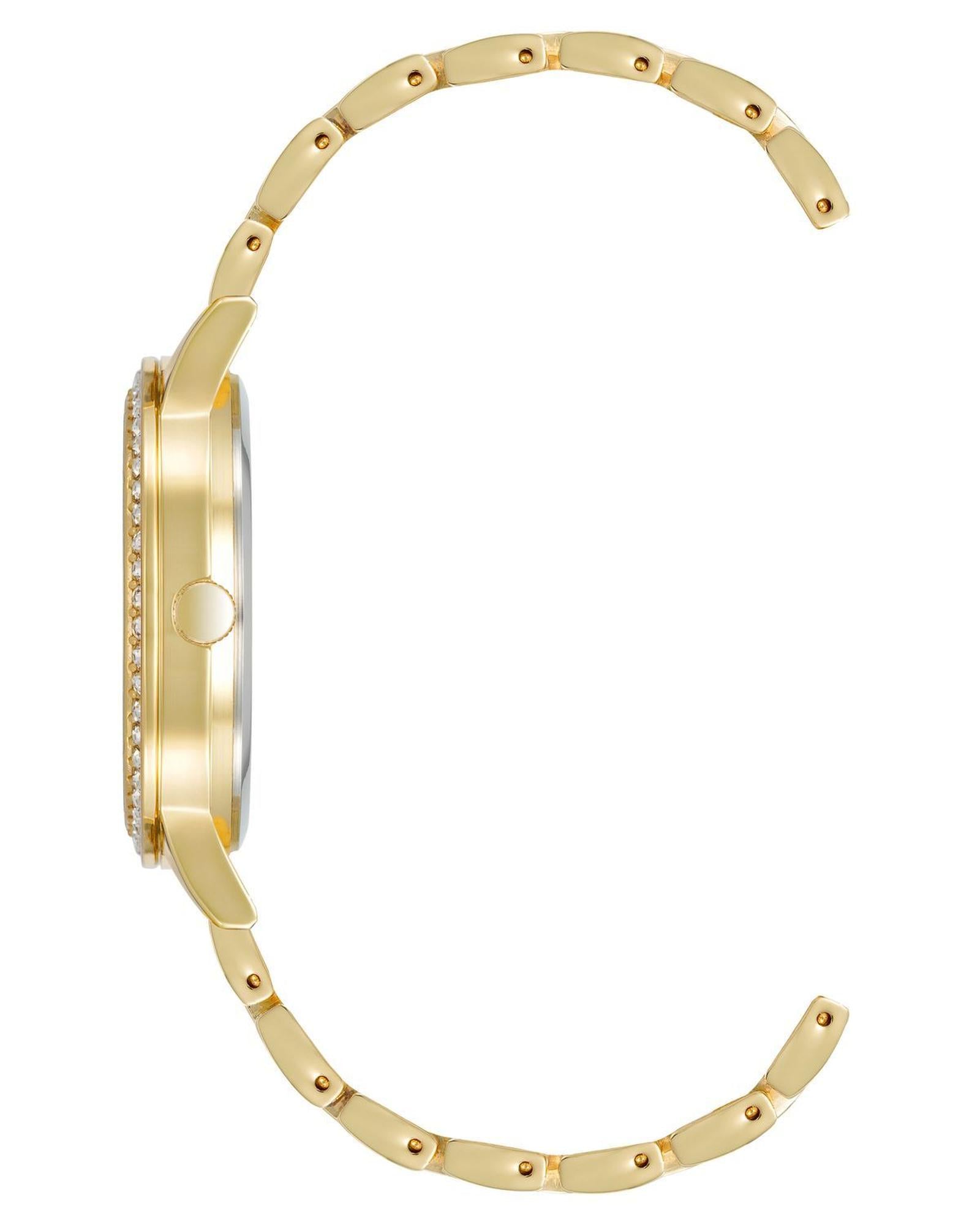 Gold Fashion Analog Watch with Rhine Stone Facing One Size Women