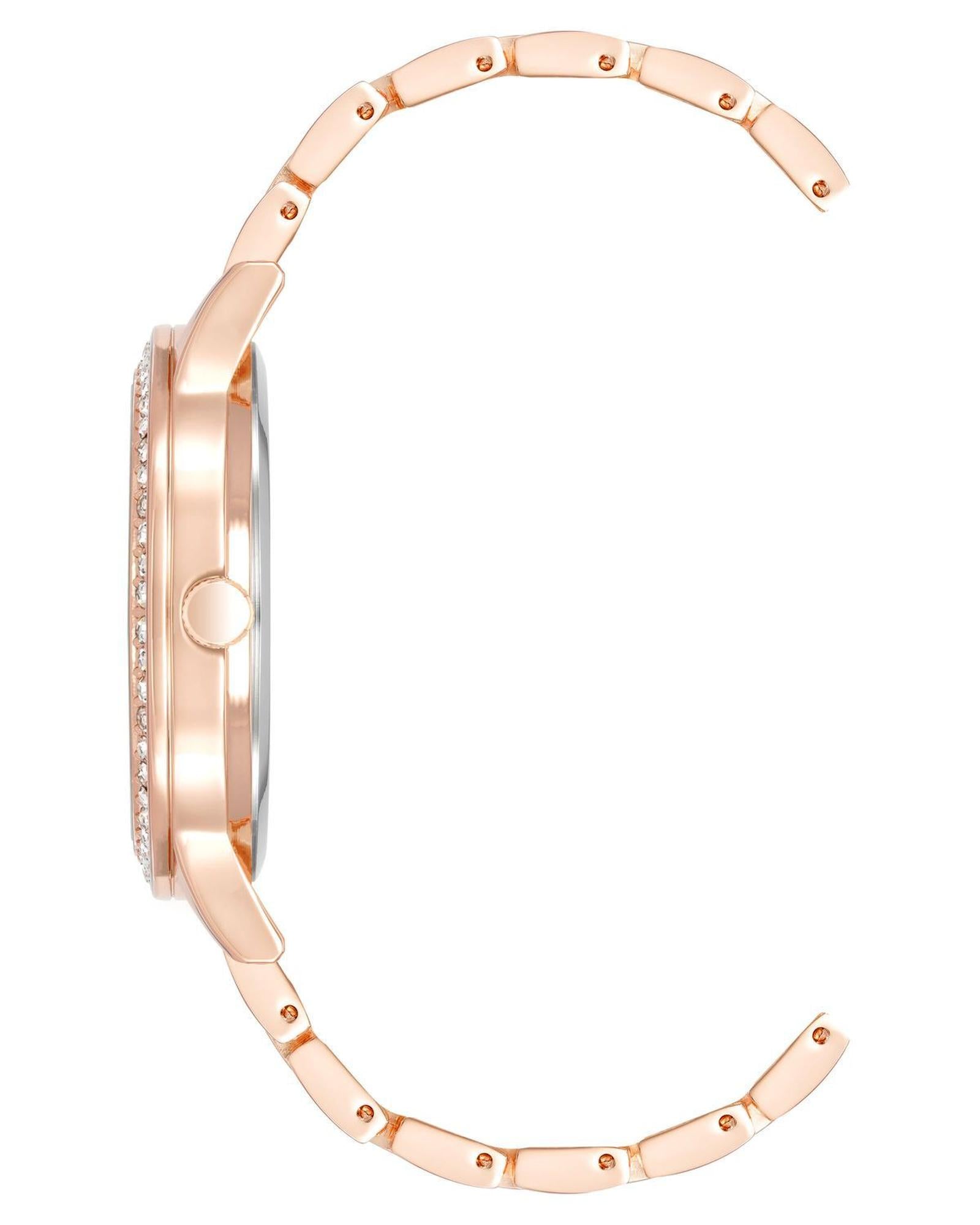 Rose Gold Analog Fashion Watch with Rhine Stone Detail One Size Women
