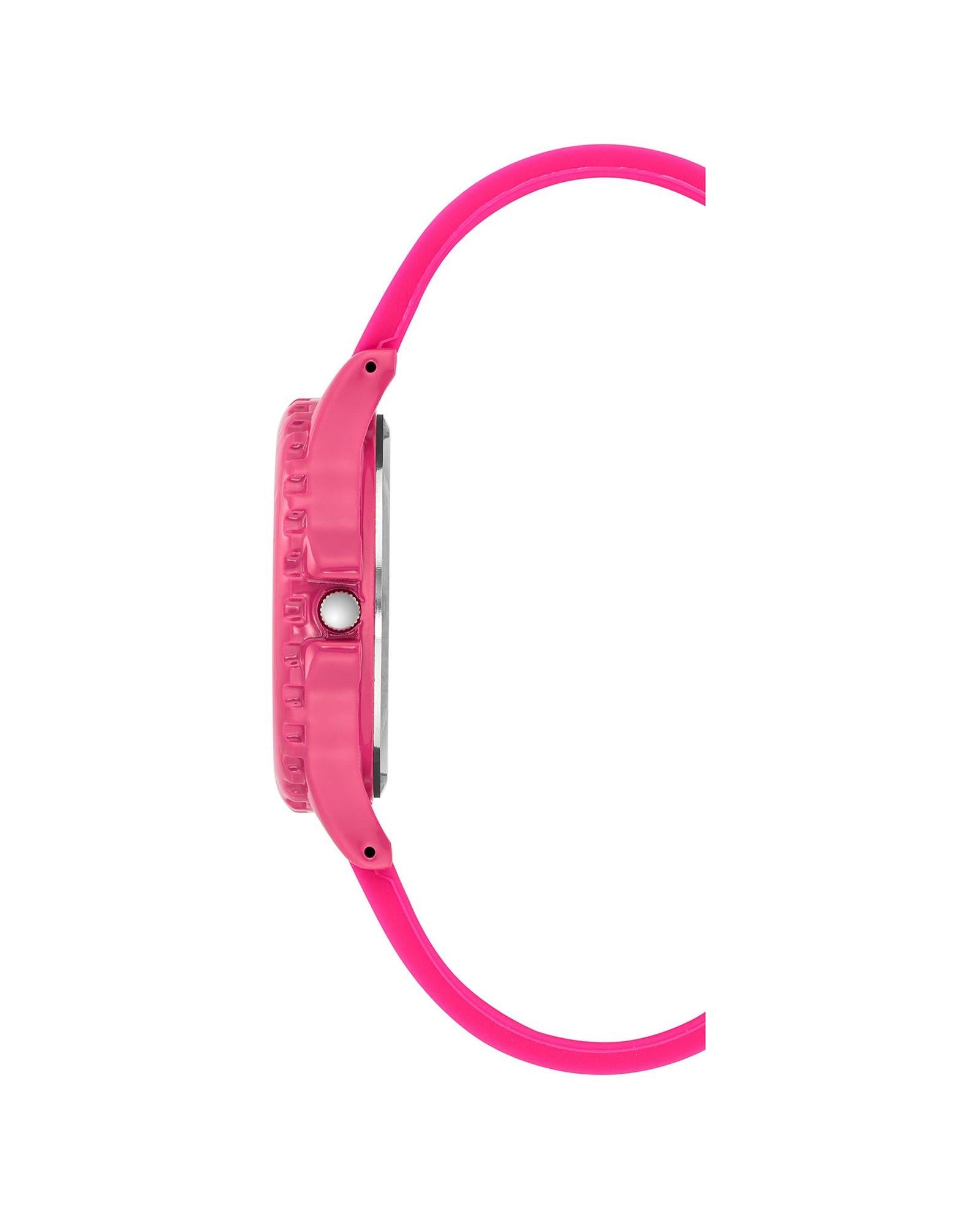 Pink Analog Quartz Watch with Rhine Stone Facing and Pin Buckle Closure One Size Women