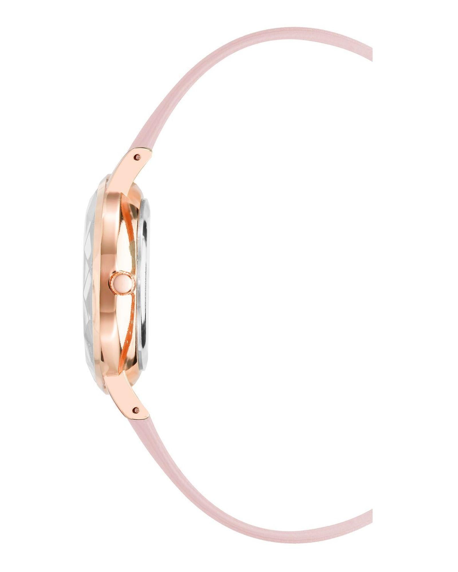Rose Gold Fashion Quartz Watch with Leatherette Wristband One Size Women