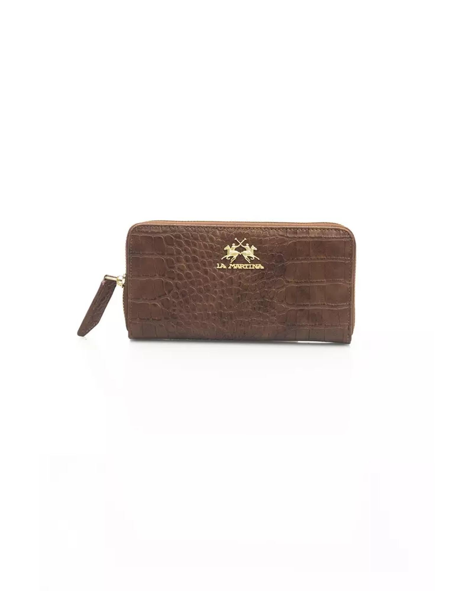 Logo-Embellished Leather Wallet with Zip Closure and Metal Details One Size Women