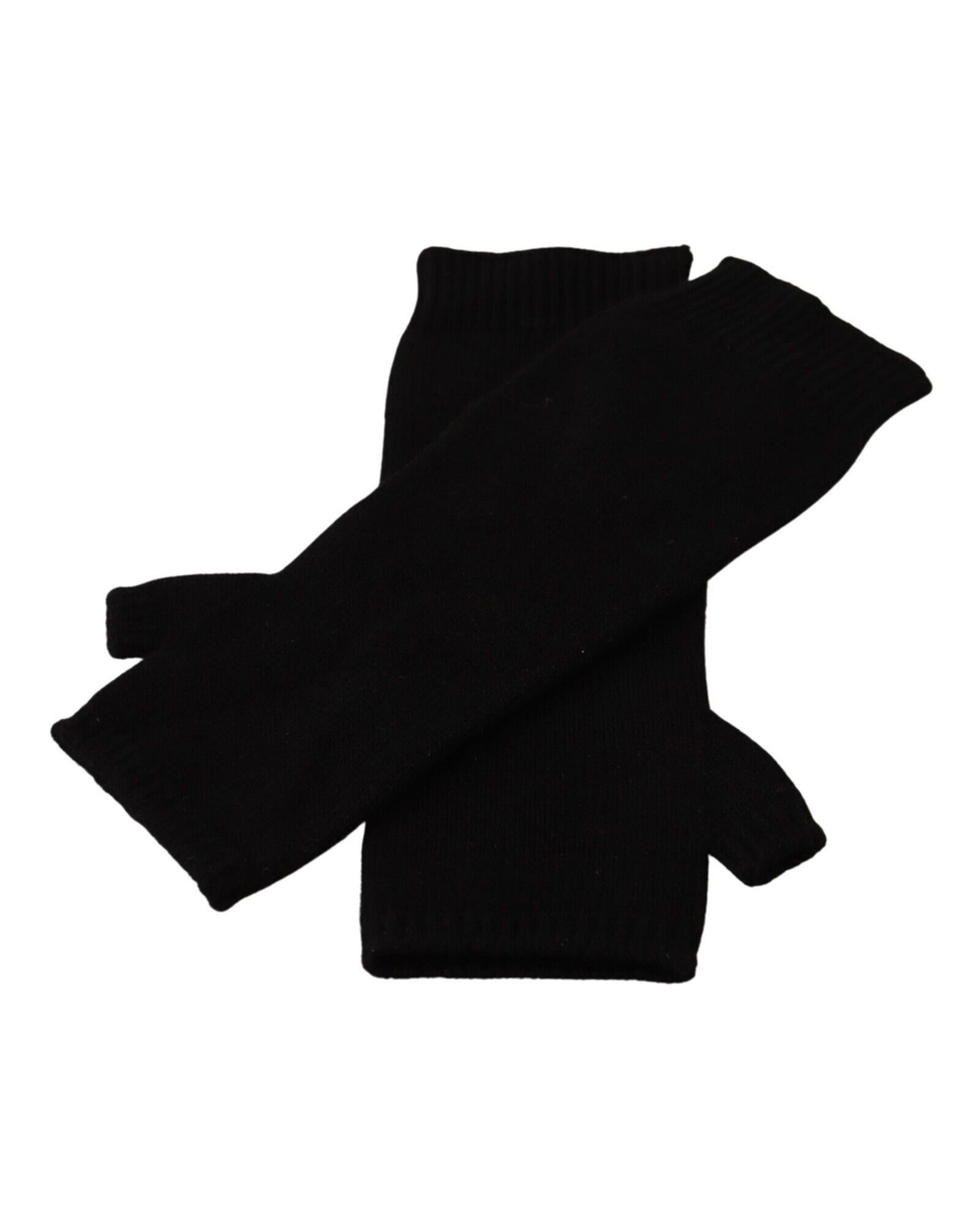 Knitted Fingerless Elbow Length Gloves with Logo Details 7 Women