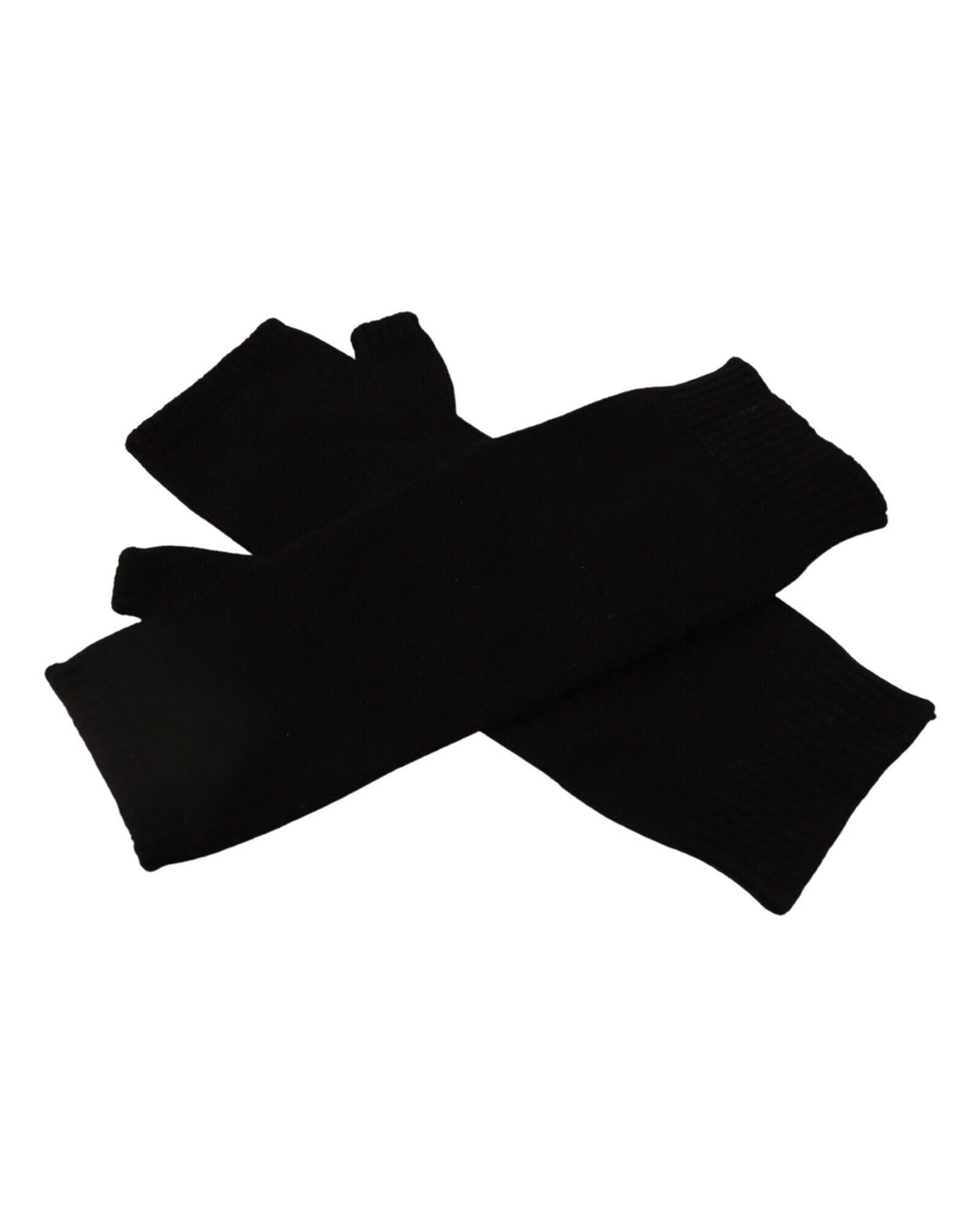 Knitted Fingerless Elbow Length Gloves with Logo Details 7 Women