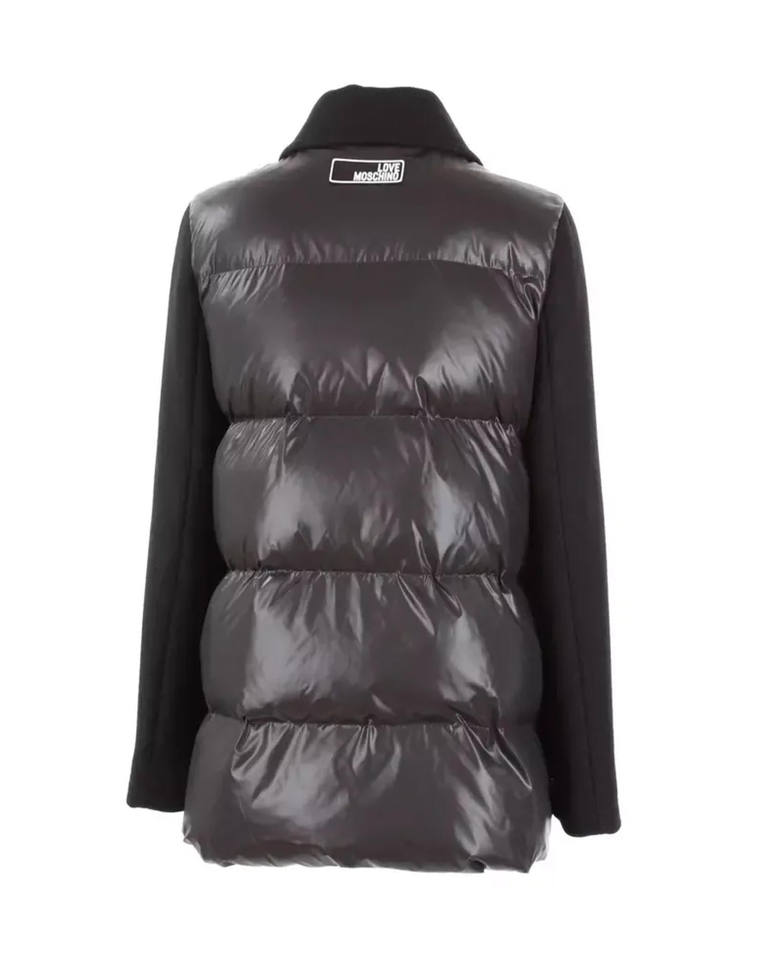 Love Moschino Gray Jacket with Black Sleeves and Collar 48 IT Women