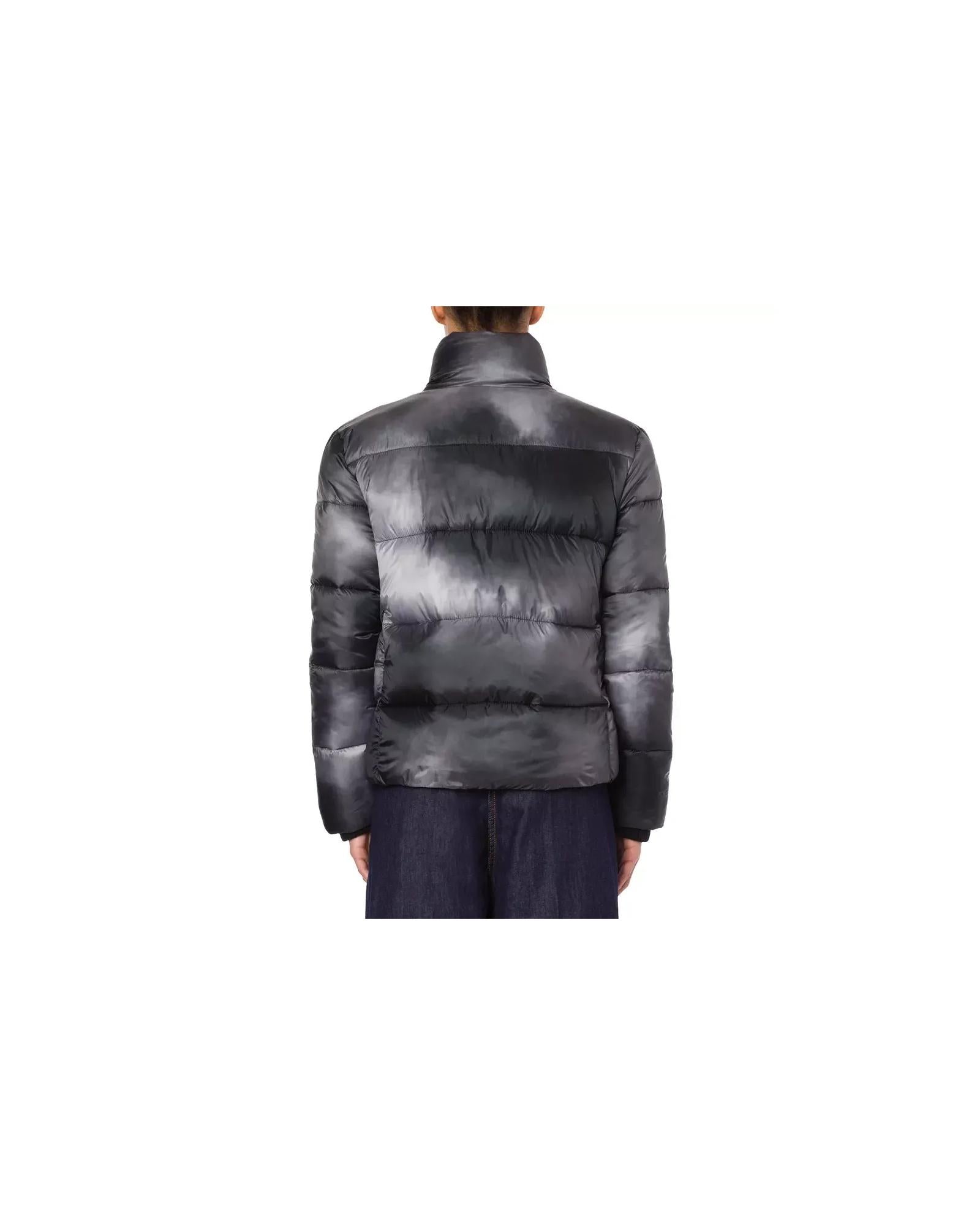 Love Moschino High Collar Down Jacket with Logo Patch 40 IT Women