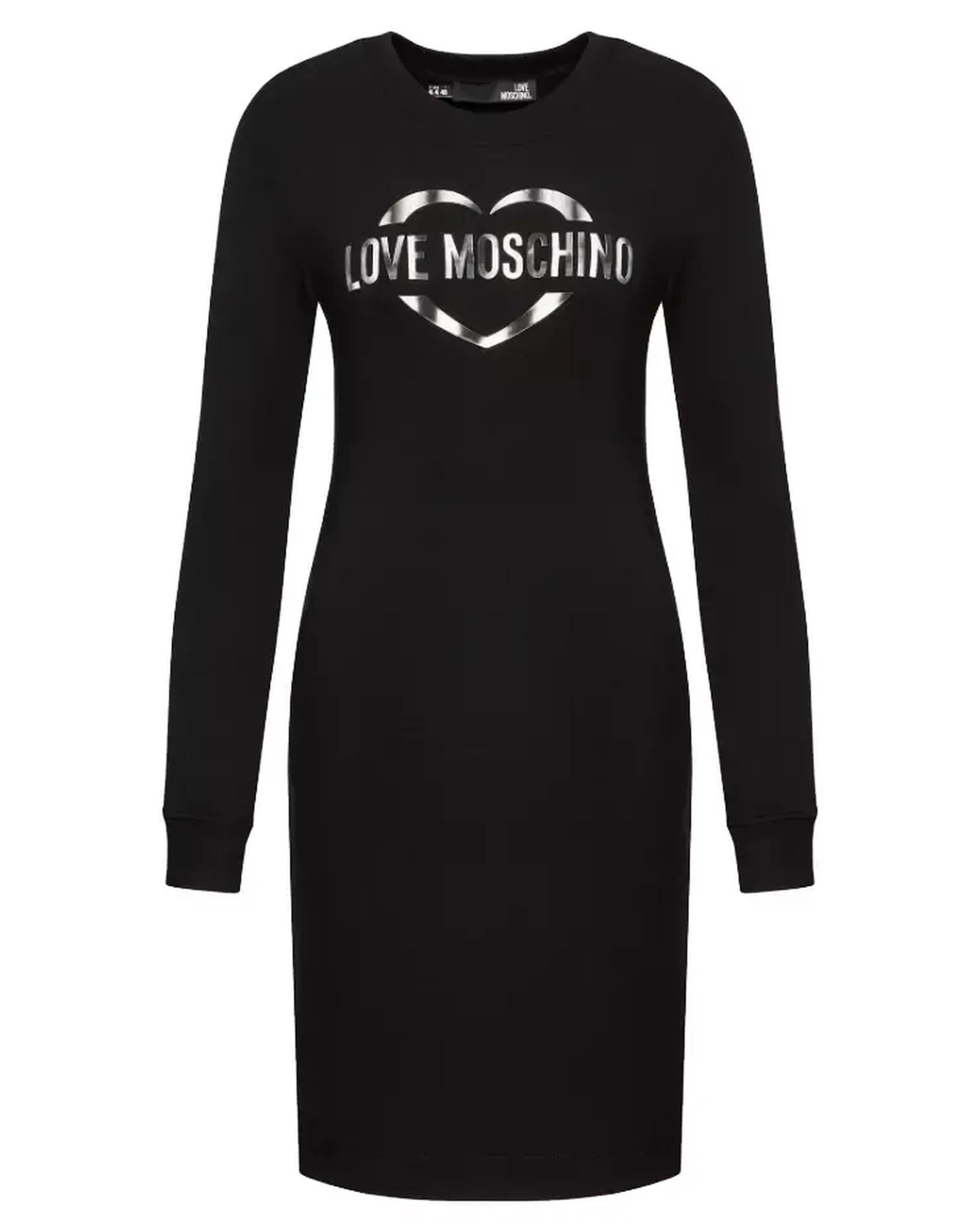 Cotton Blend Dress with Metallic Rubber Logo by Love Moschino 42 IT Women
