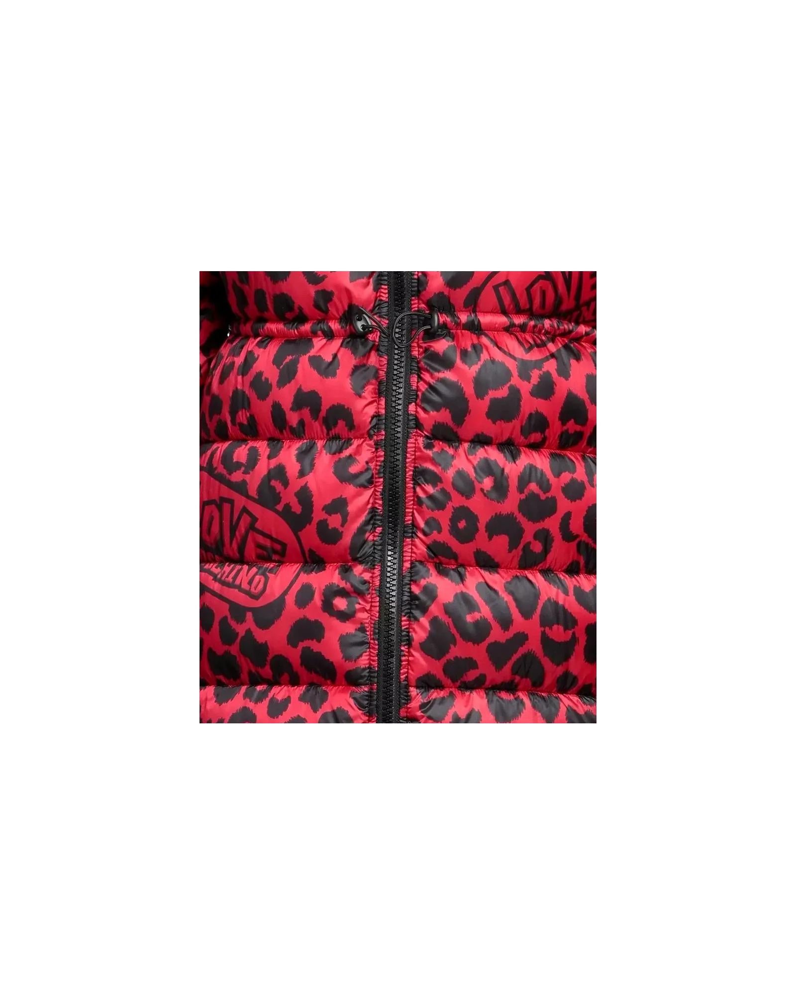 Leopard-Themed Logo Print Down Jacket by Love Moschino 42 IT Women