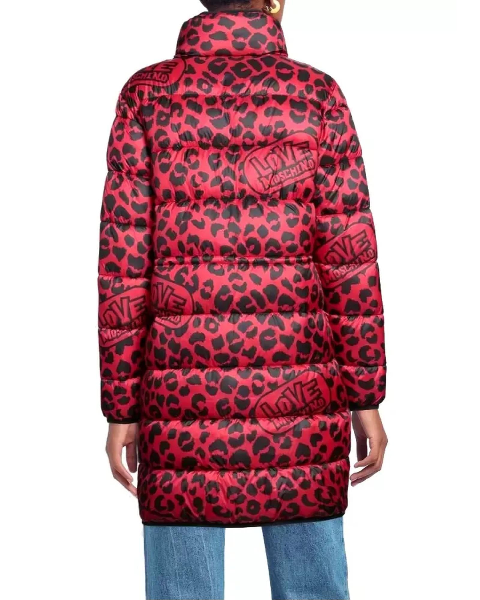 Leopard-Themed Logo Print Down Jacket by Love Moschino 46 IT Women
