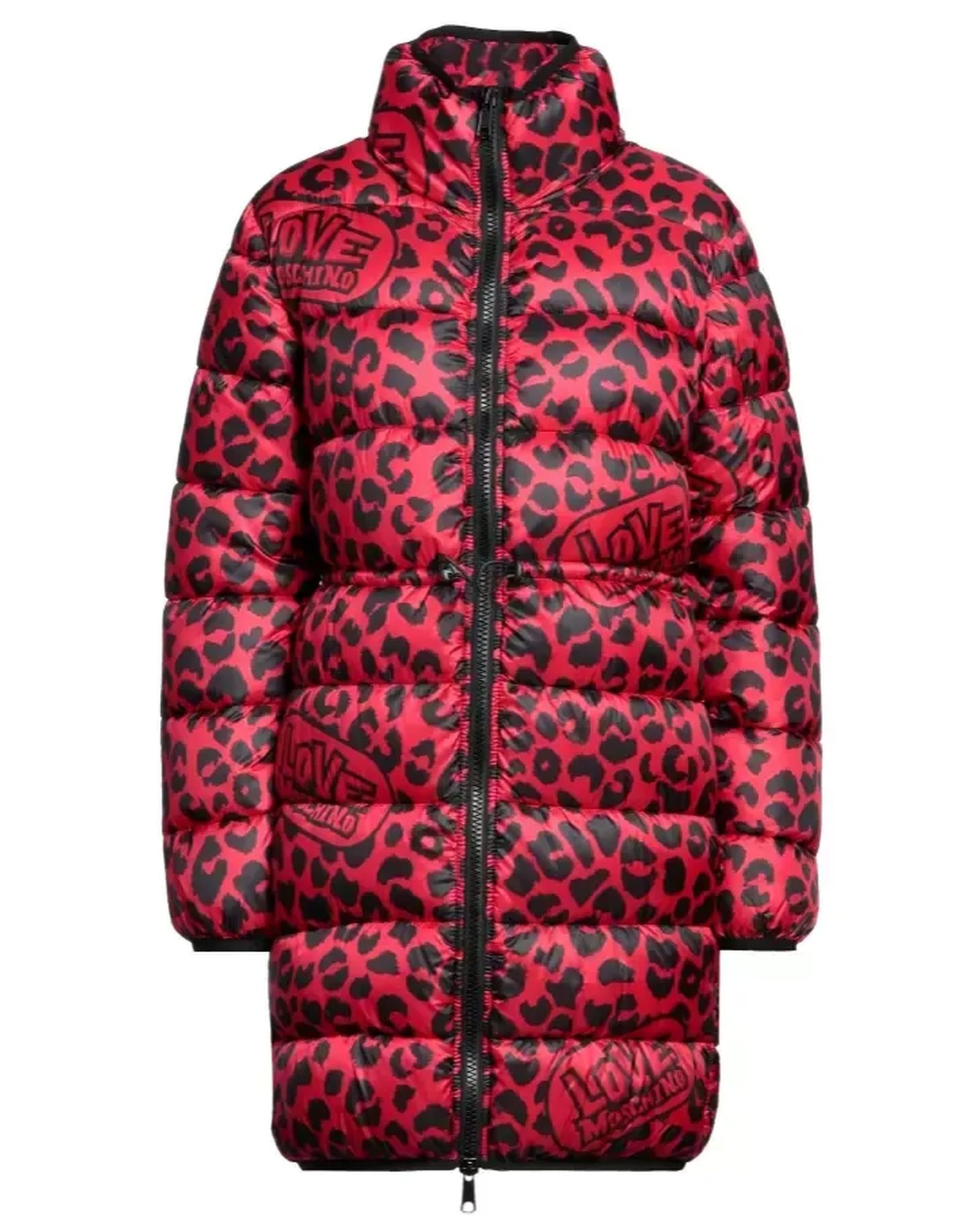 Leopard-Themed Logo Print Down Jacket by Love Moschino 46 IT Women