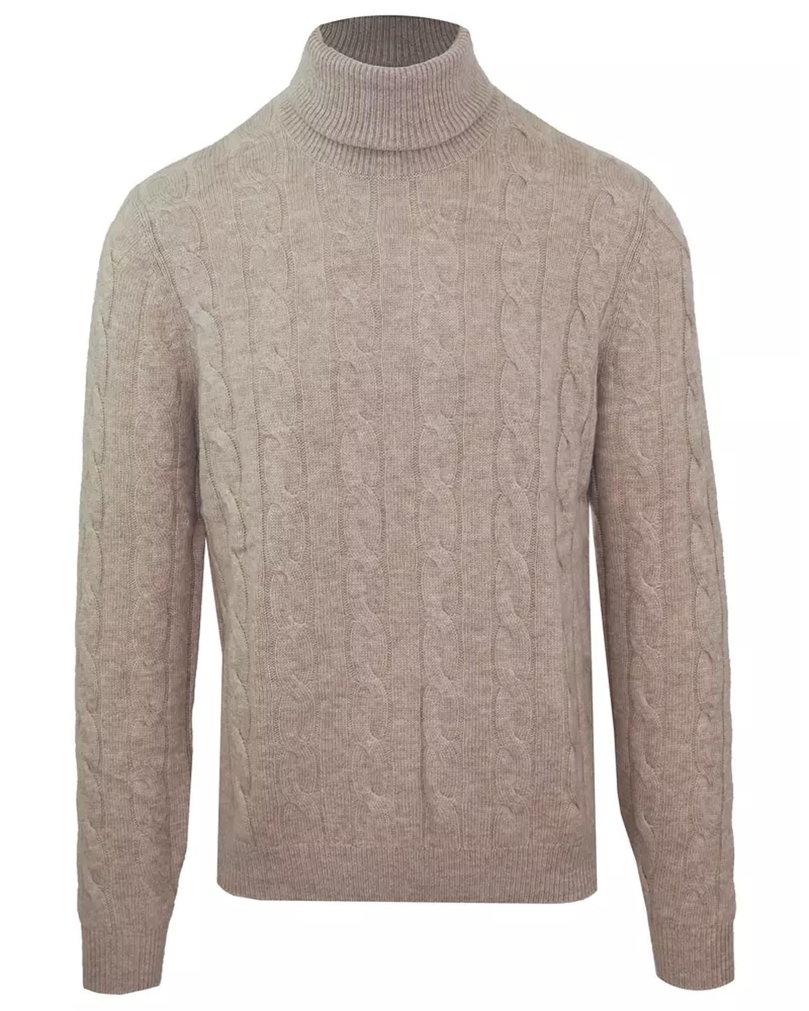 Malo Cable and Ribbed Wool Cashmere Turtleneck L Men