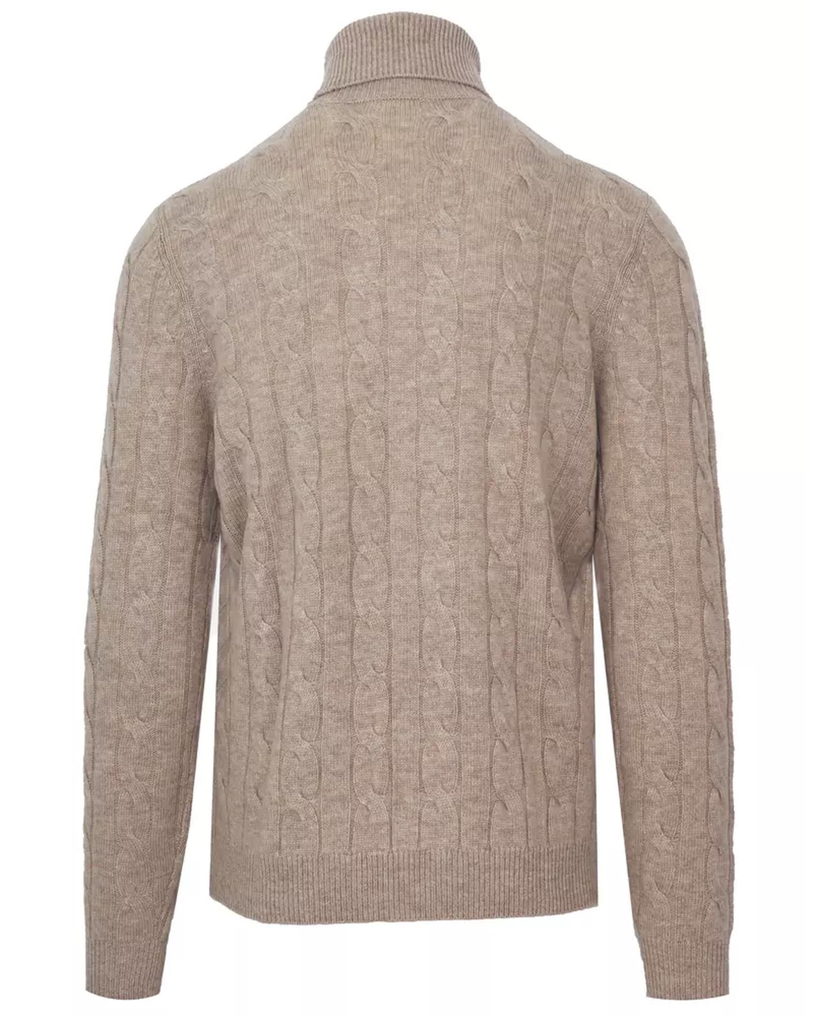 Malo Cable and Ribbed Wool Cashmere Turtleneck L Men