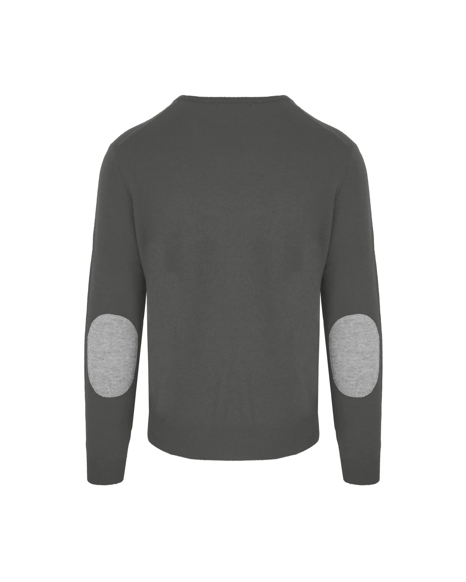 Luxury Anthracite Wool and Cashmere Round Neck Sweater L Men