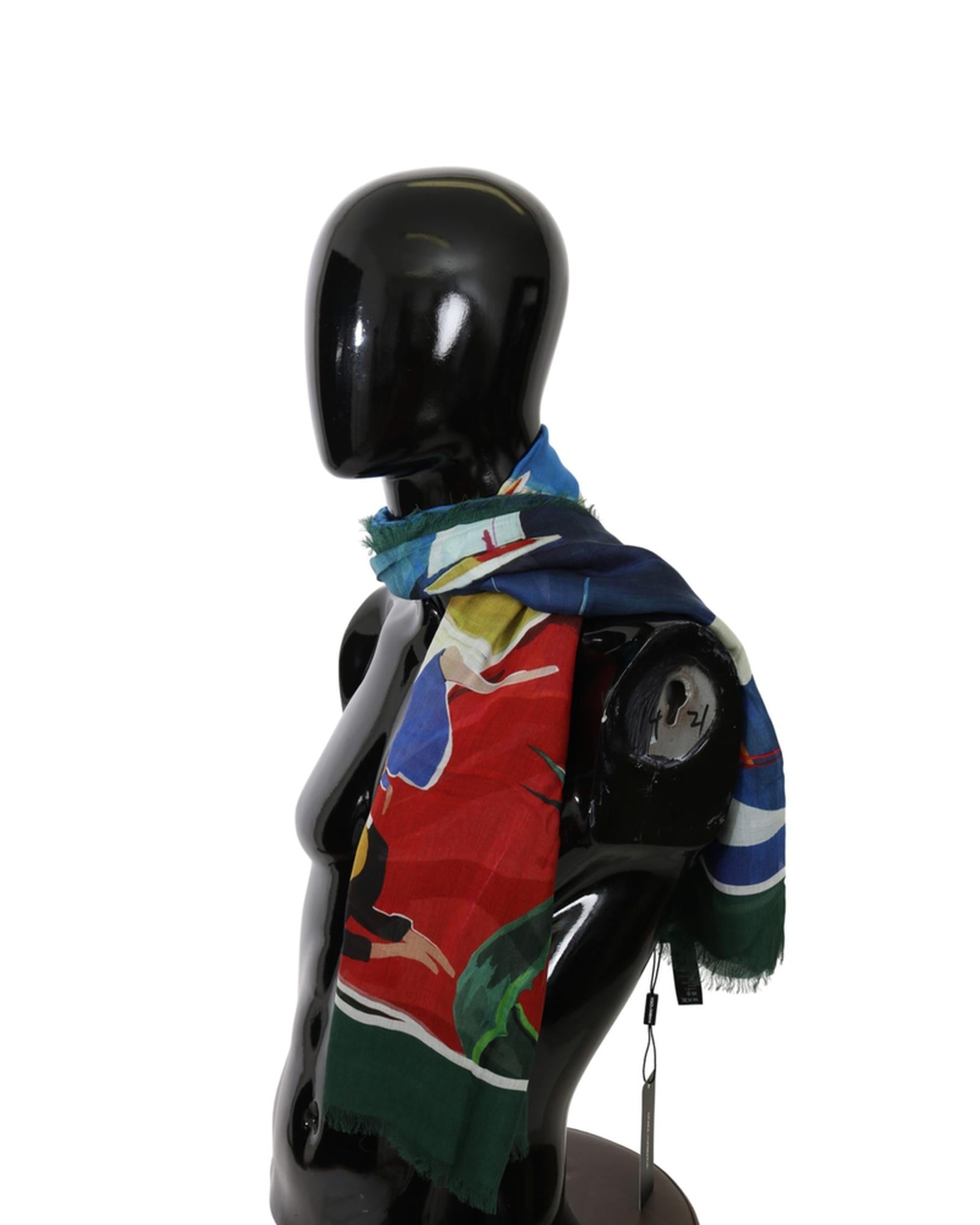 Dolce & Gabbana Mens Scarf - Multicolor Sorrento Print One Size Men