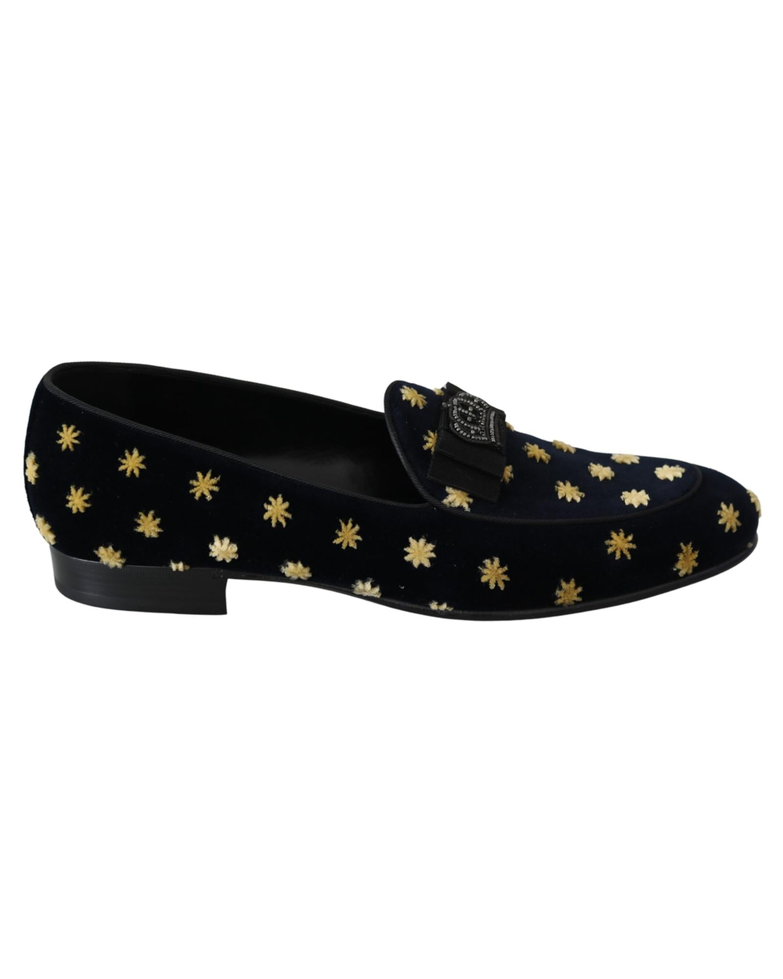 Velvet Loafers with Ricamo Embroidery and Crown Embellishment 39 EU Men