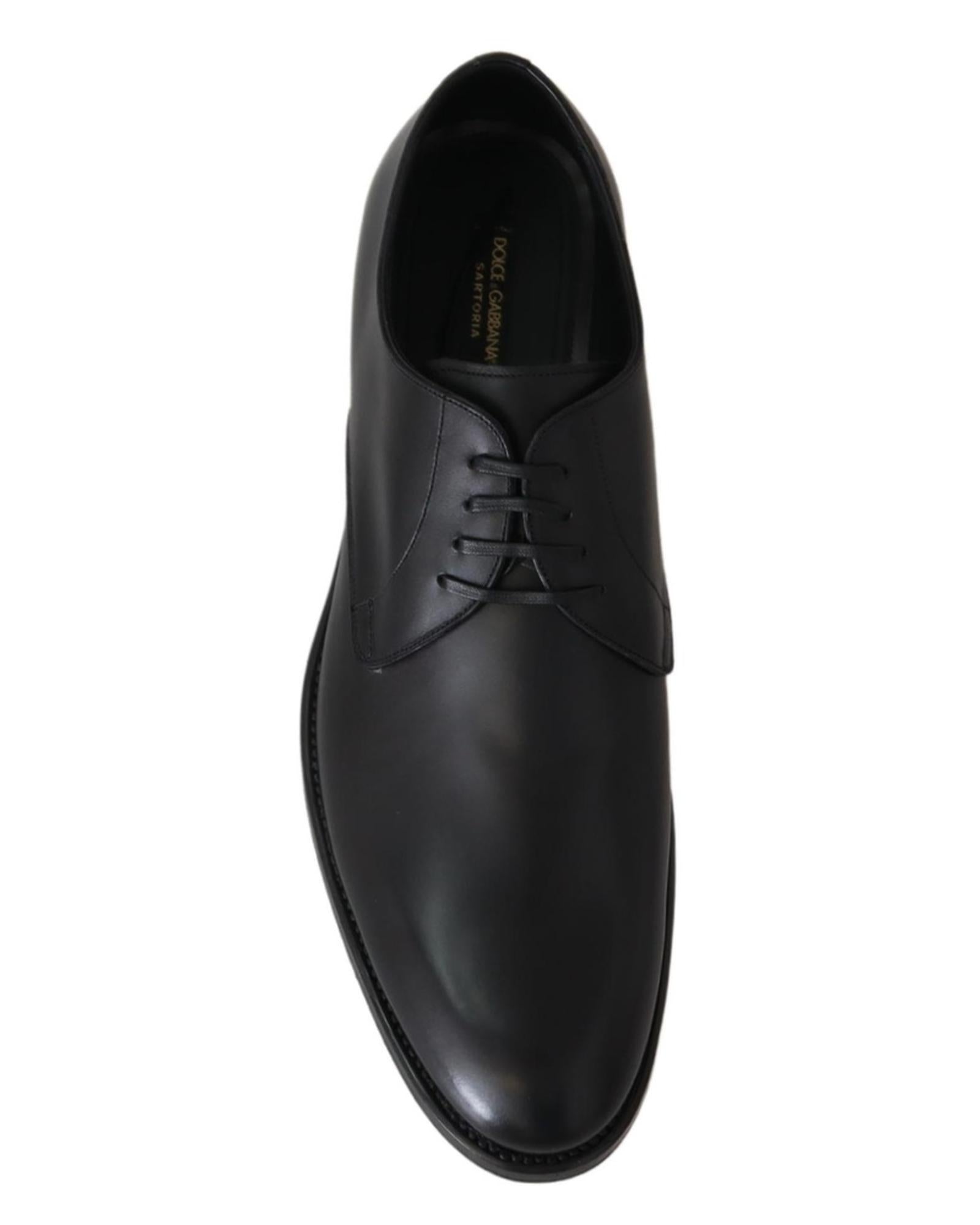 Handcrafted Black Leather Derby Dress Formal Shoes 38.5 EU Men